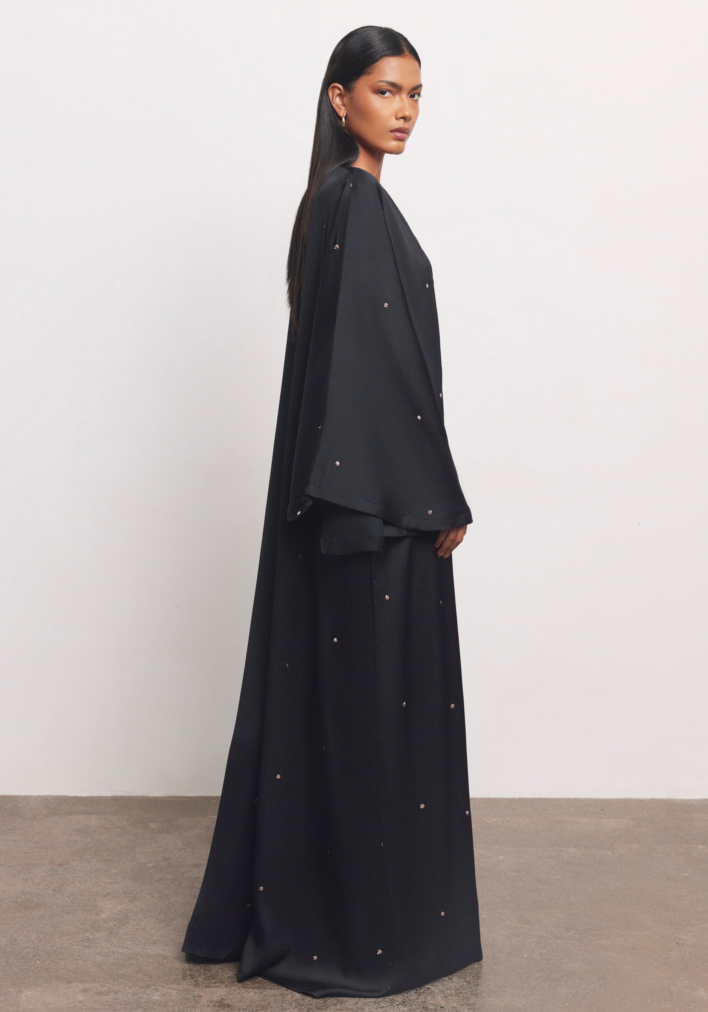 Black Abaya & Shayla in Dot Style