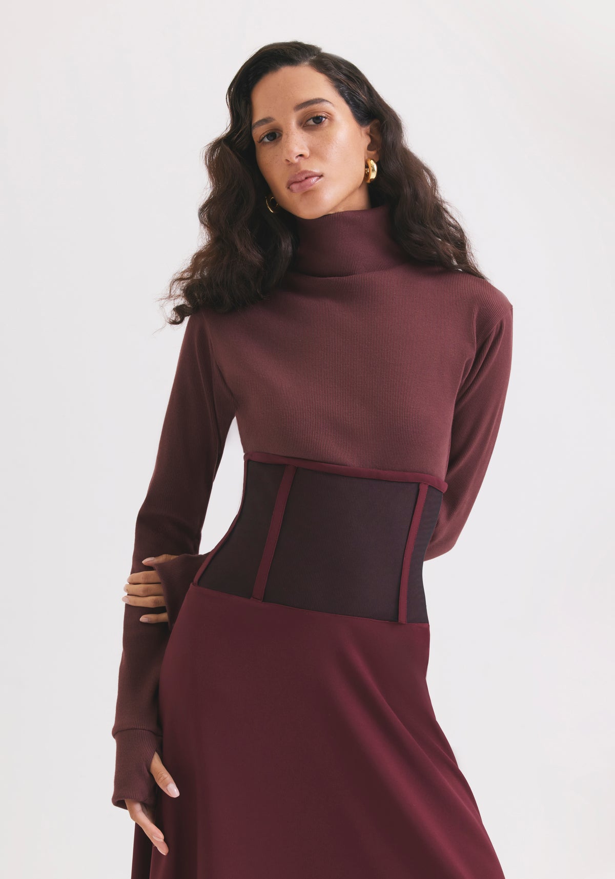 High Corset Maroon Skirt