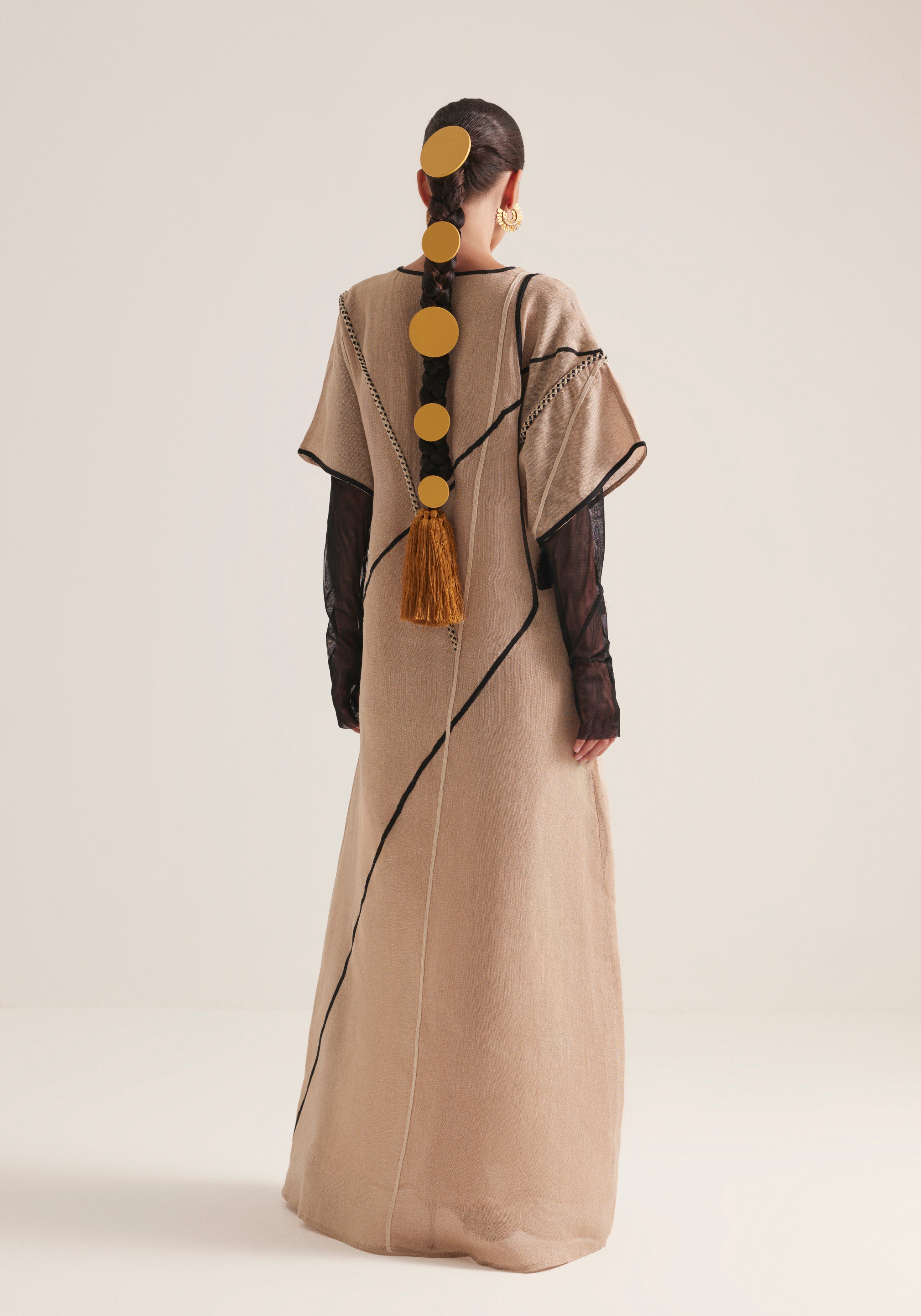 Oat Kaftan with graphic embroidery