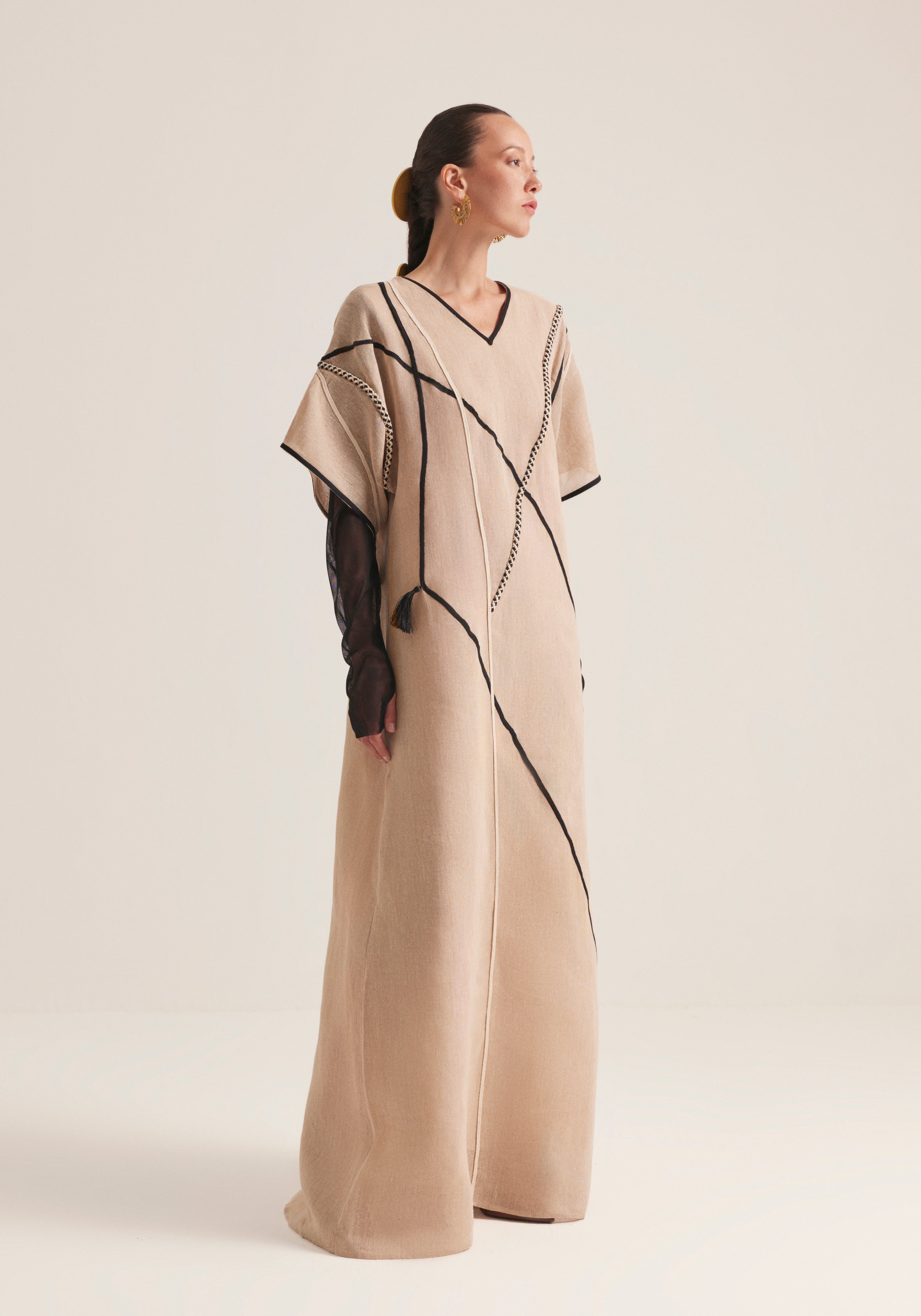 Oat Kaftan with graphic embroidery