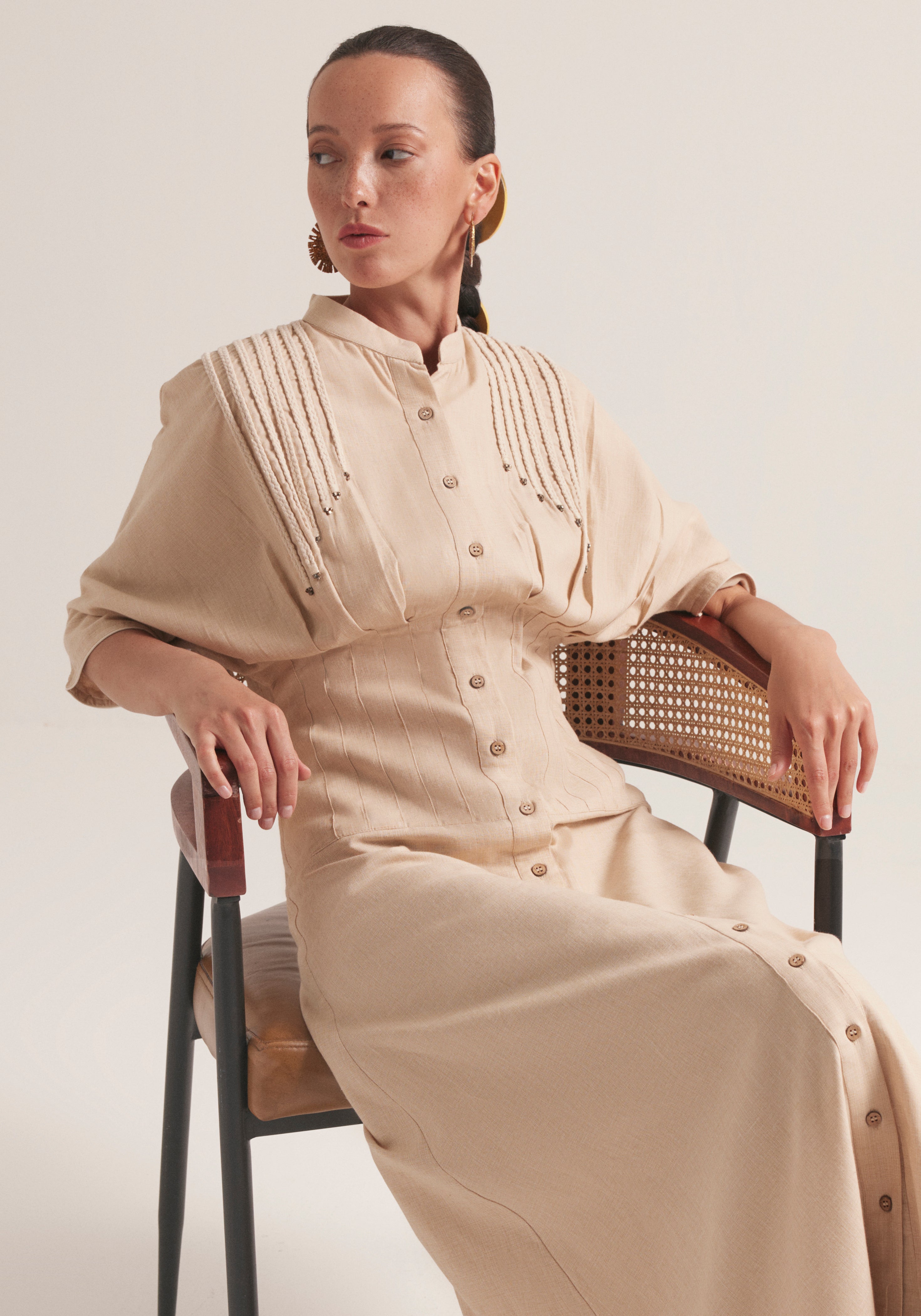 Oat Waisted Kaftan with robes