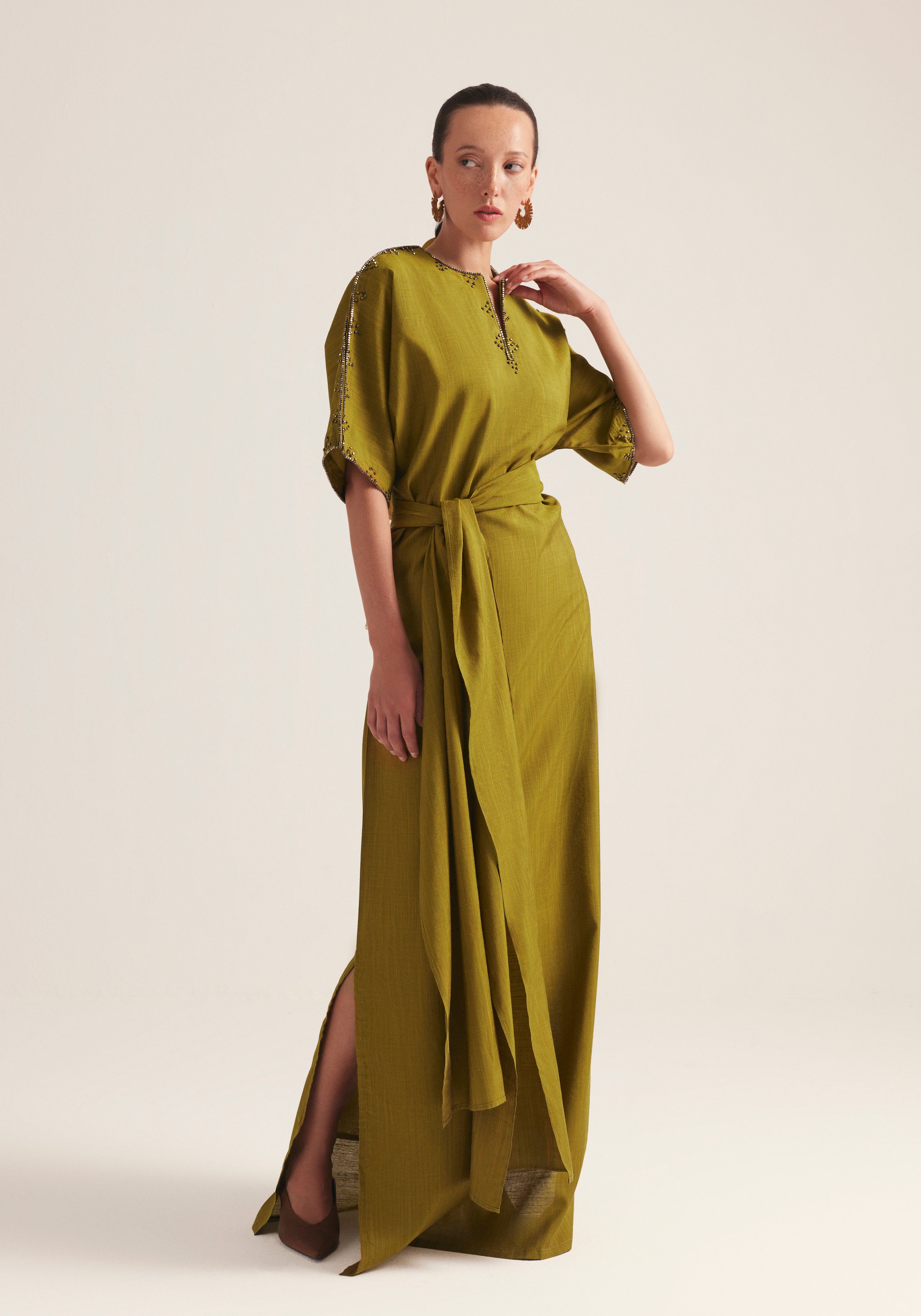 Olive wrap kaftan