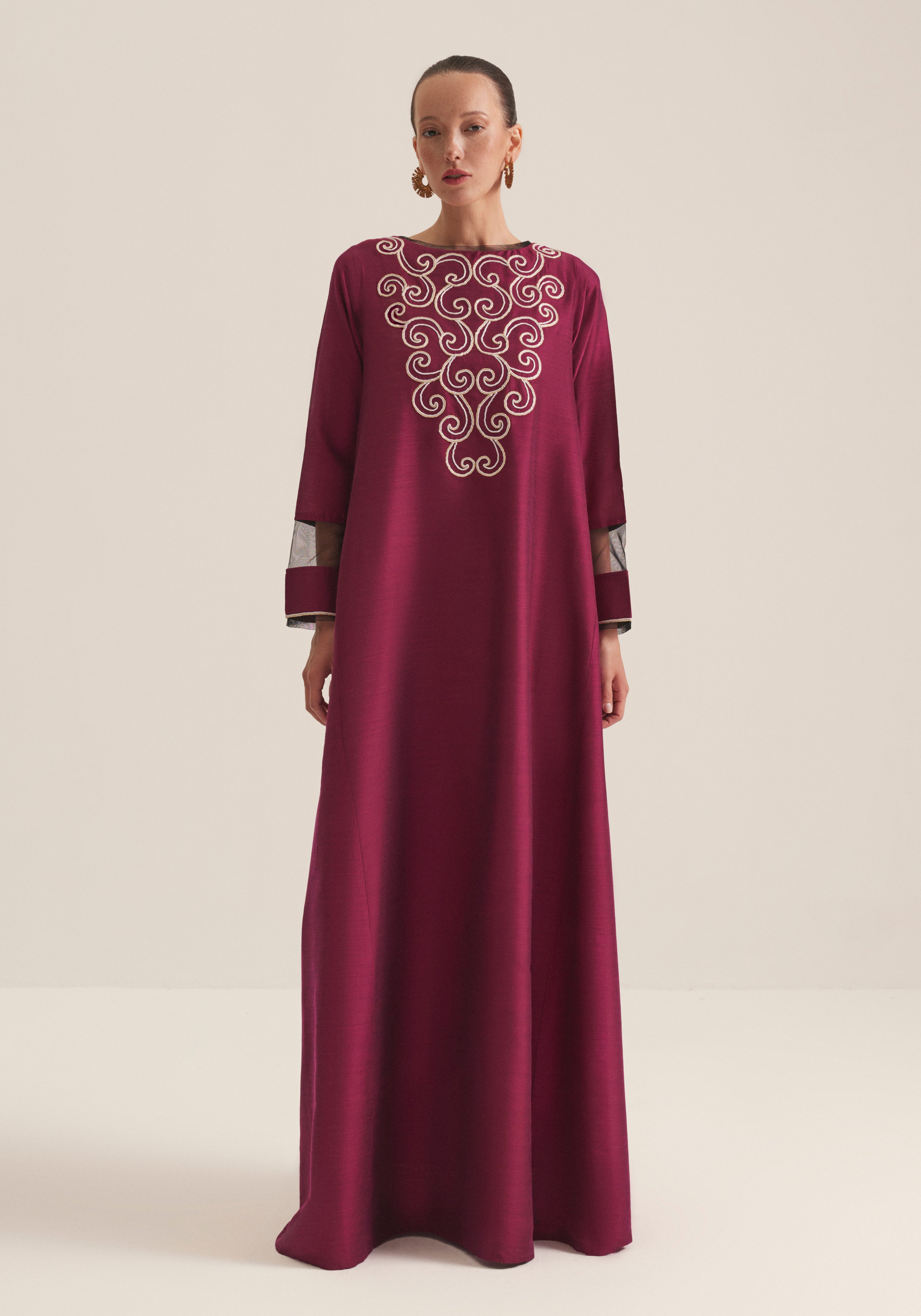 Cherry Kaftan with embroidery