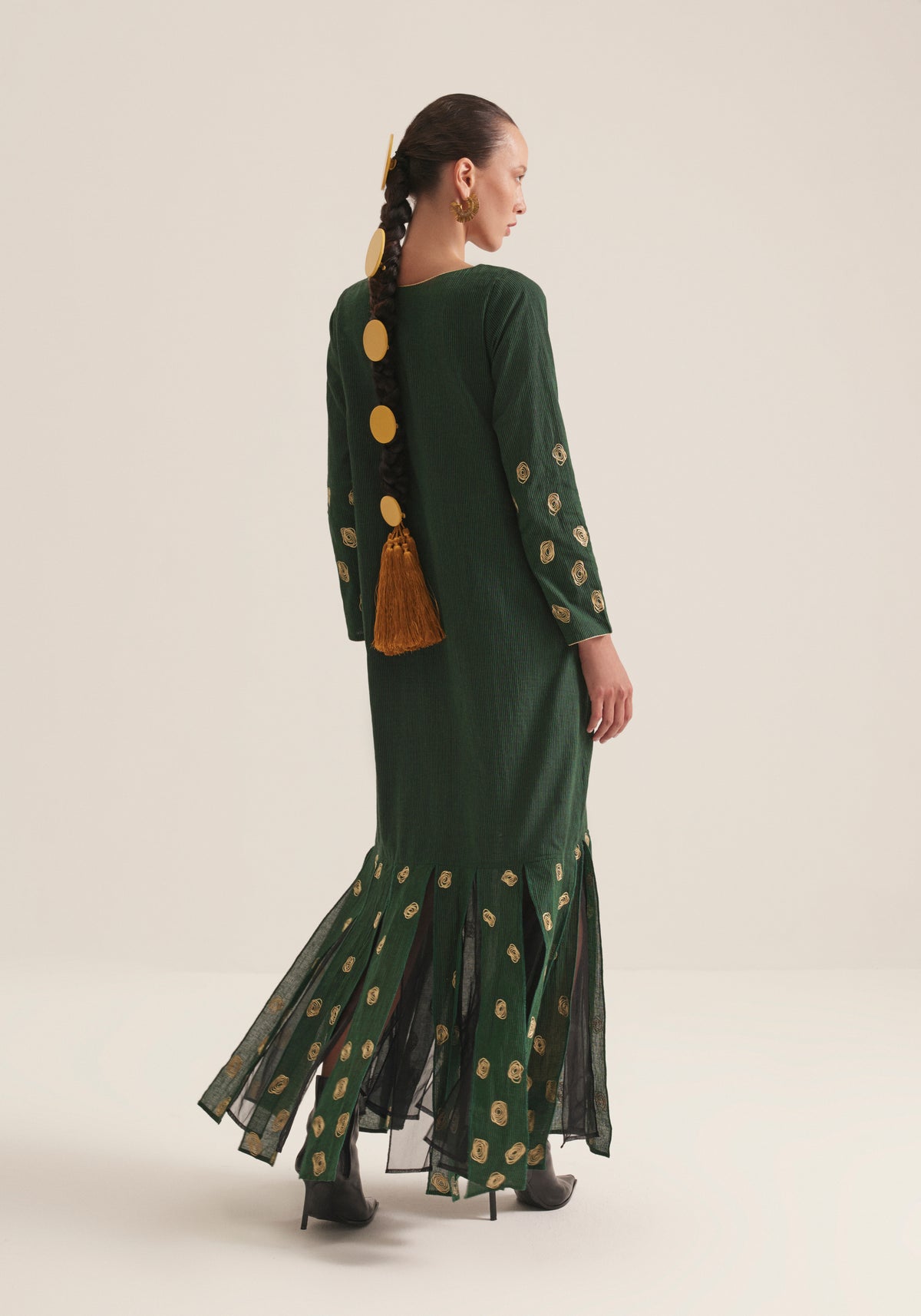 Green Kaftan with pleats