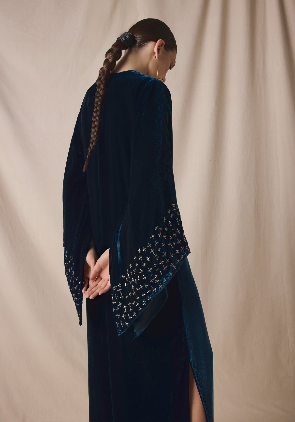 Blue teal Kaftan in velvet