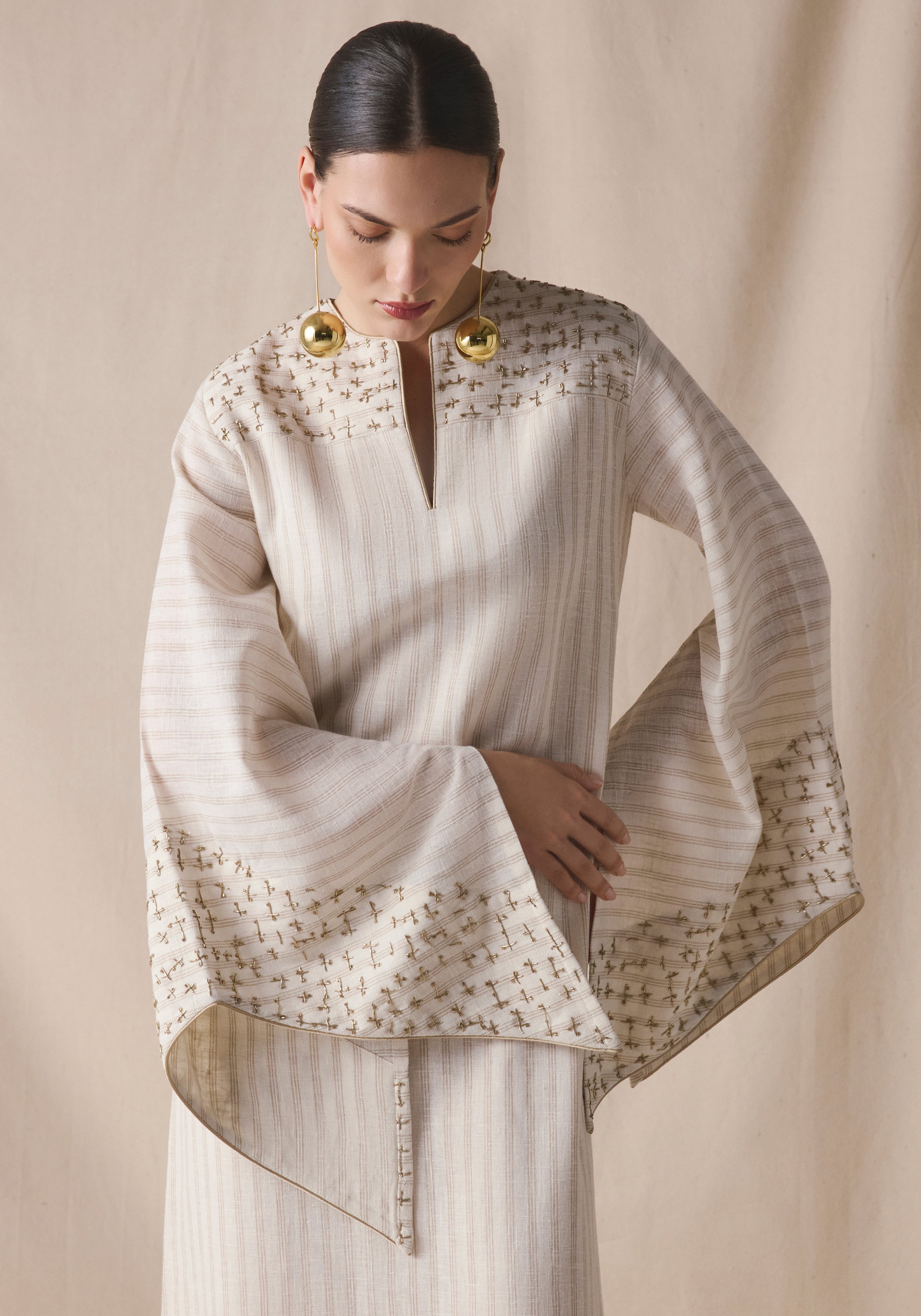 Striped linen Kaftan