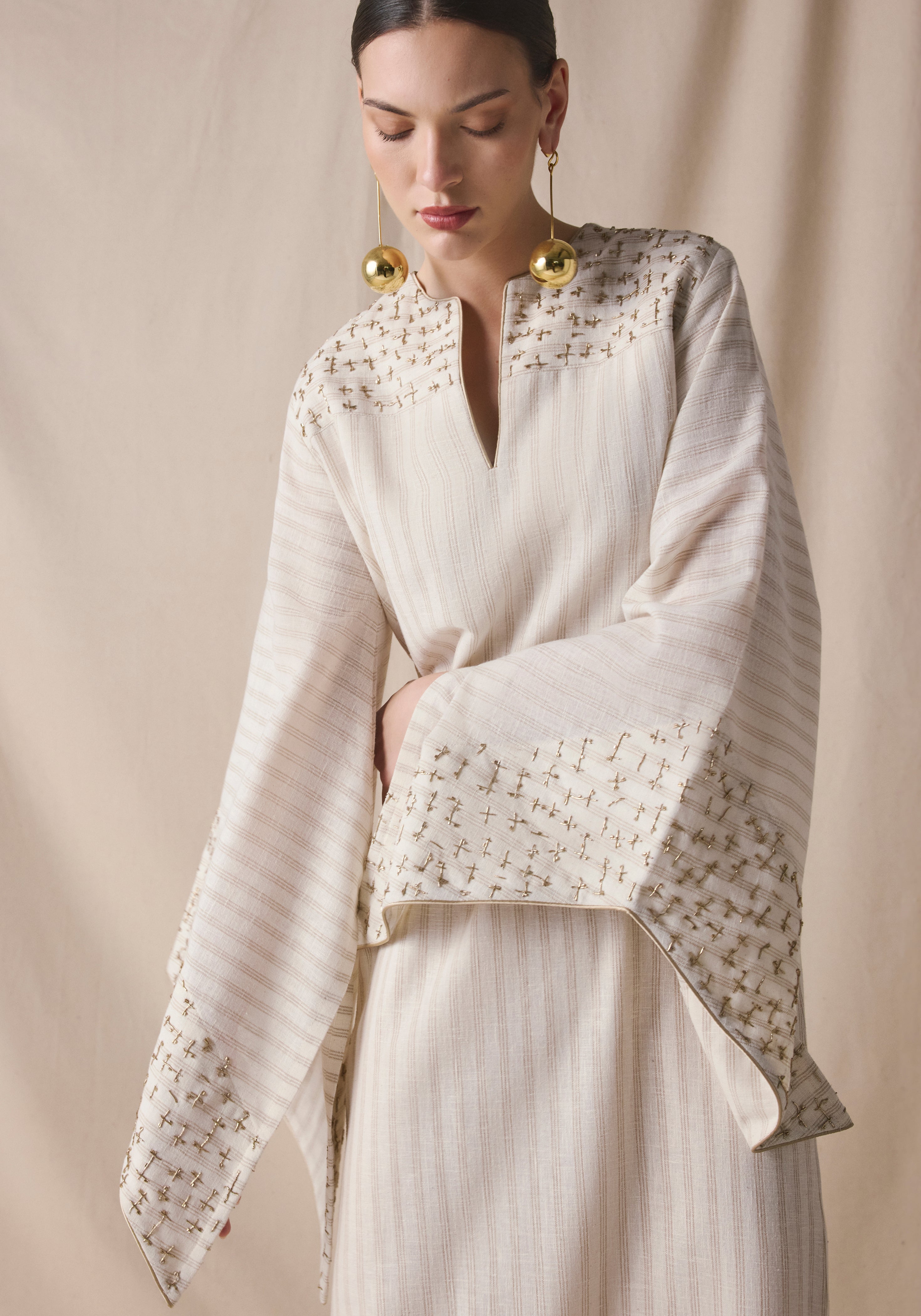 Striped linen Kaftan