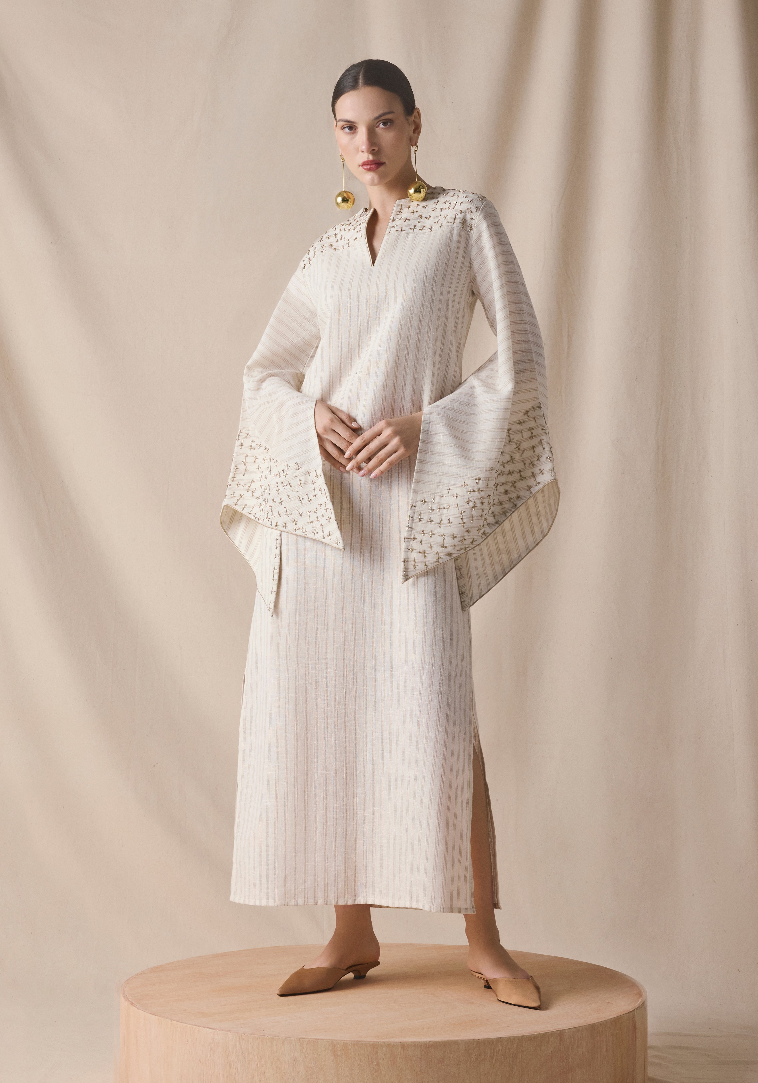 Striped linen Kaftan