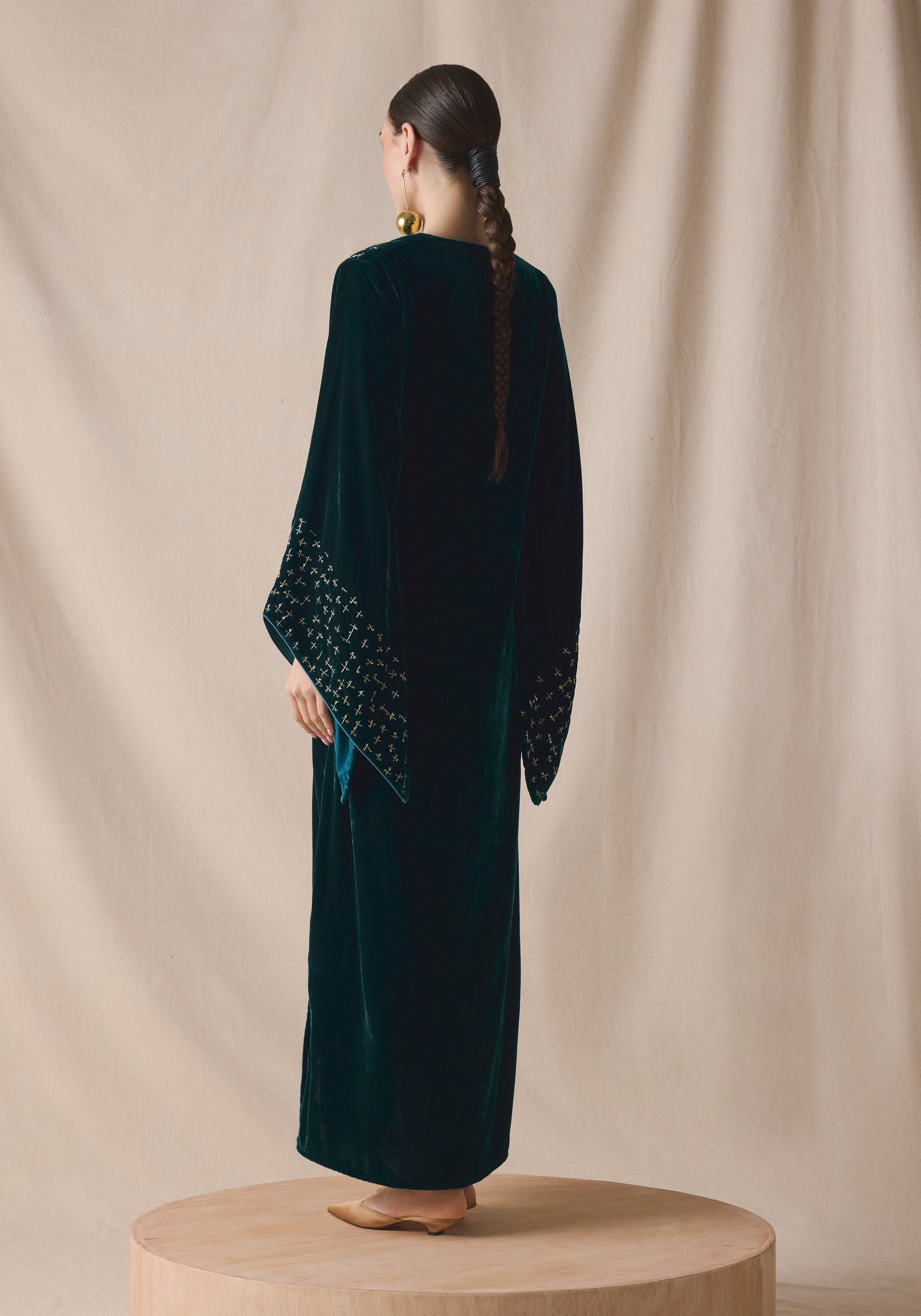 Green teal Kaftan in velvet