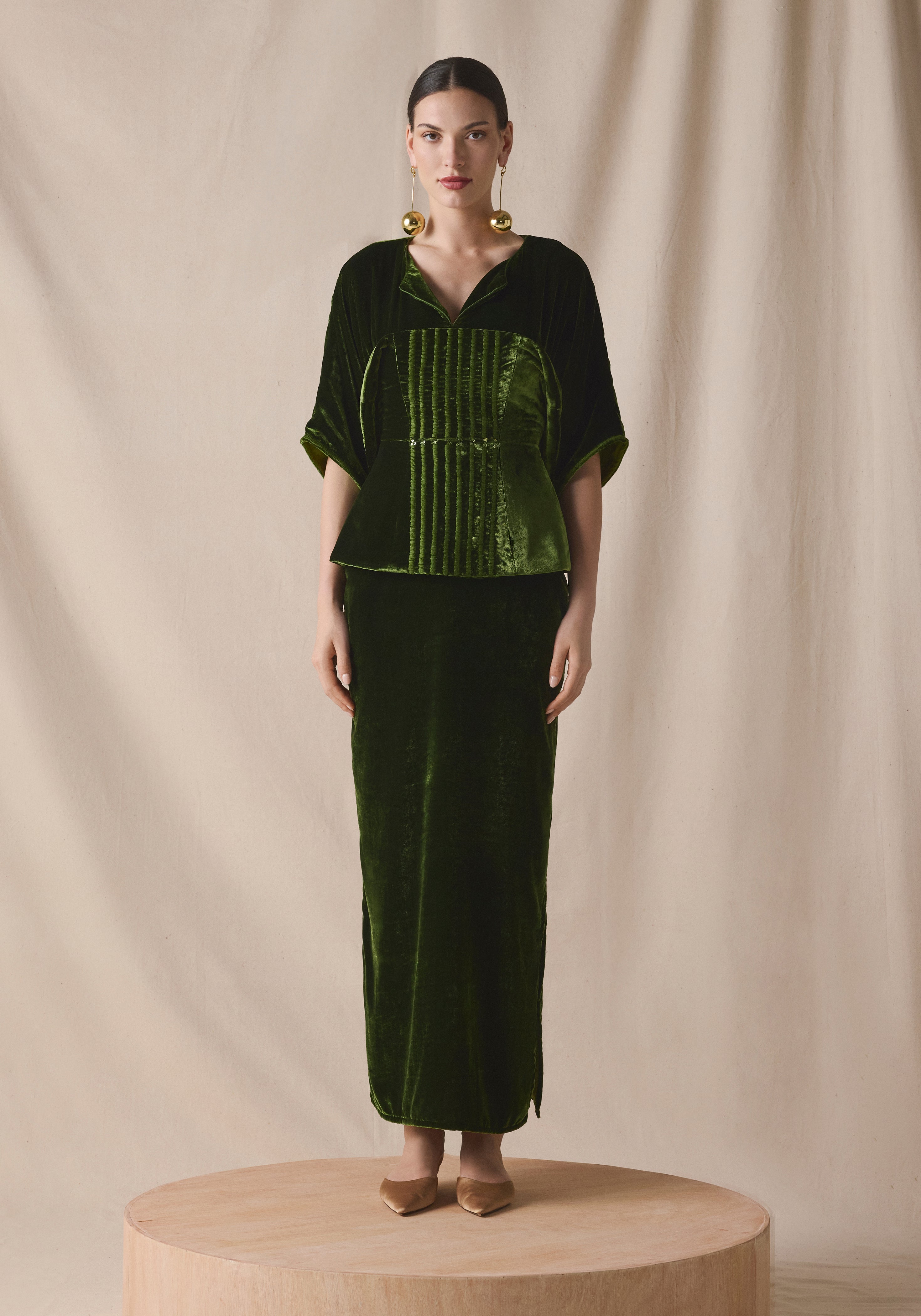Olive green Corset Kaftan