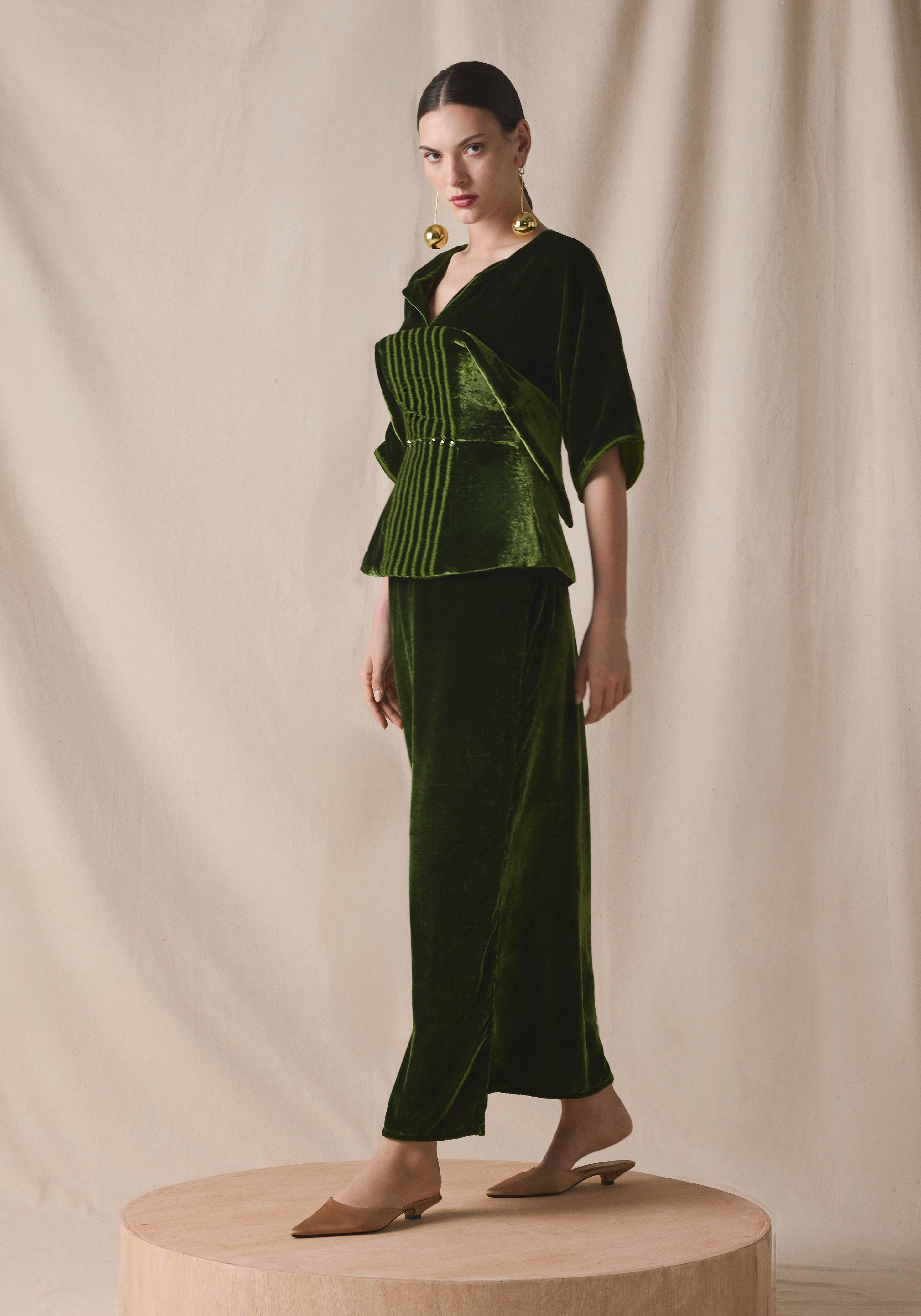 Olive green Corset Kaftan