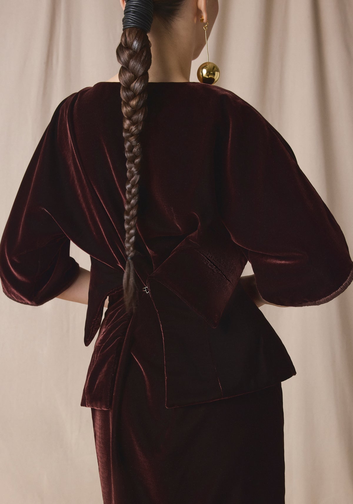 Corset Kaftan in brown velvet
