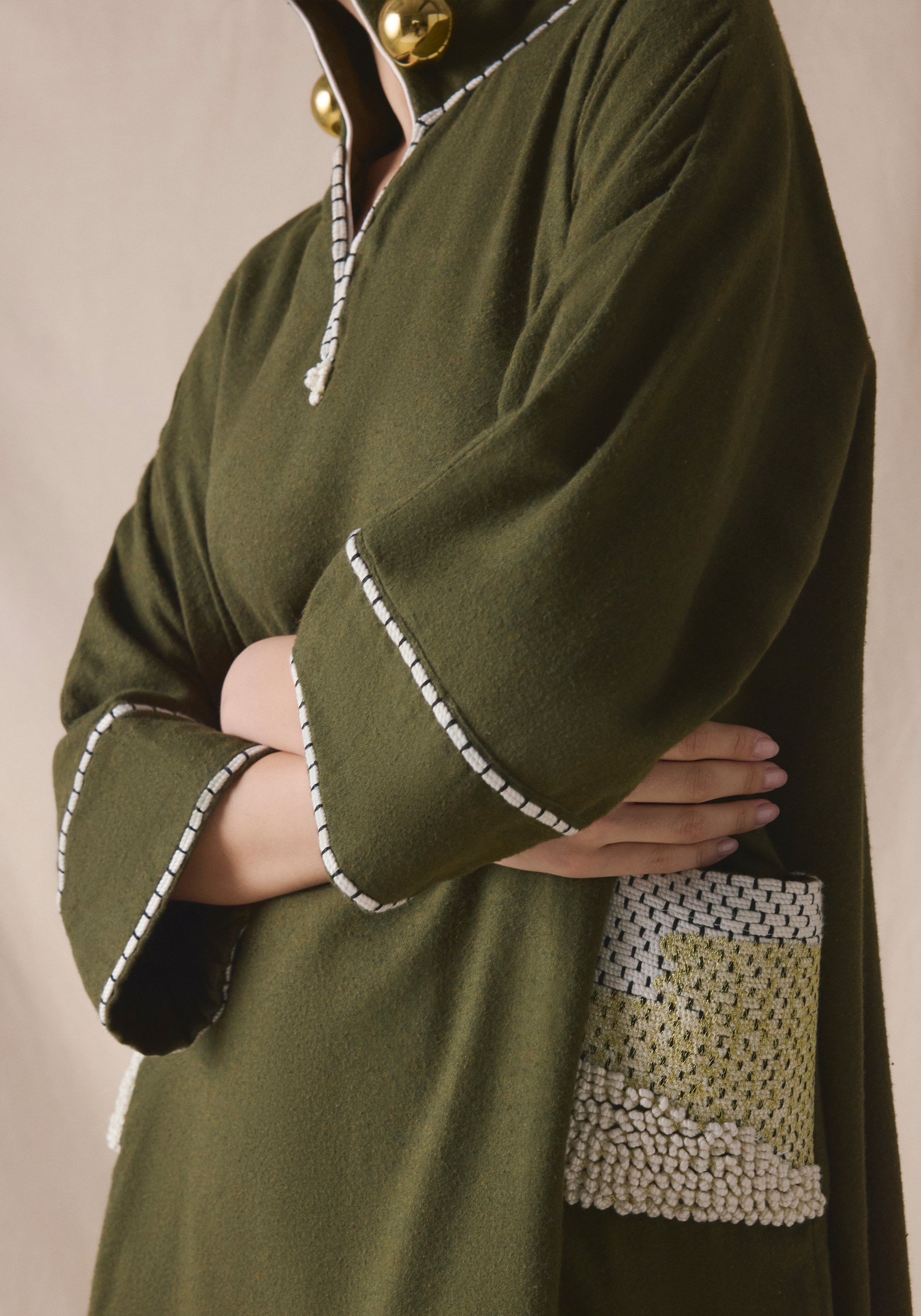 Olive Kaftan in brushed wool