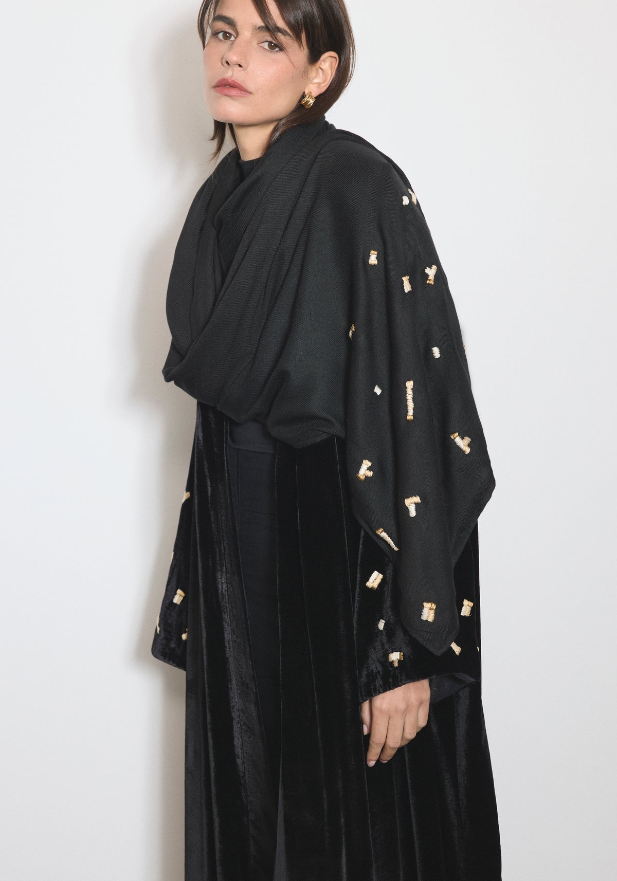 Velvet Black Scarf Abaya & Shayla