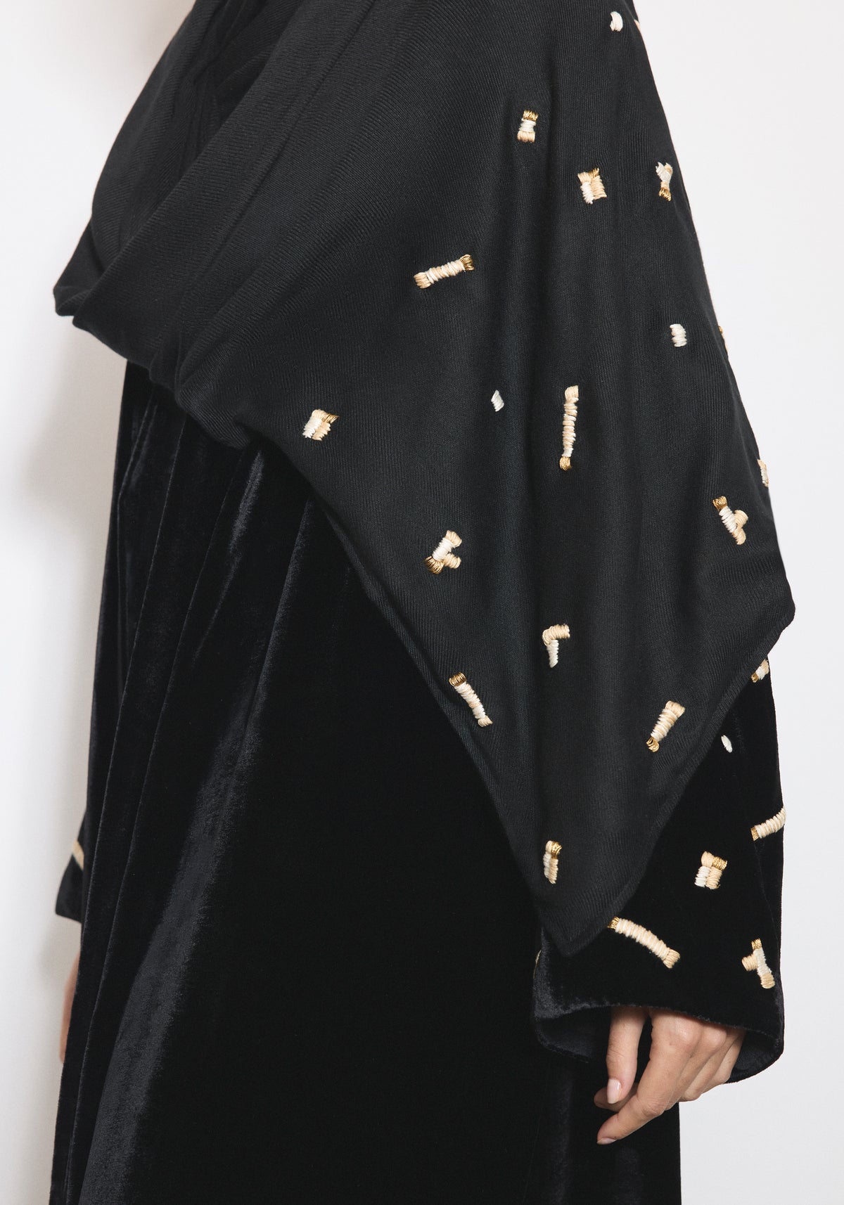 Velvet Black Scarf Abaya & Shayla