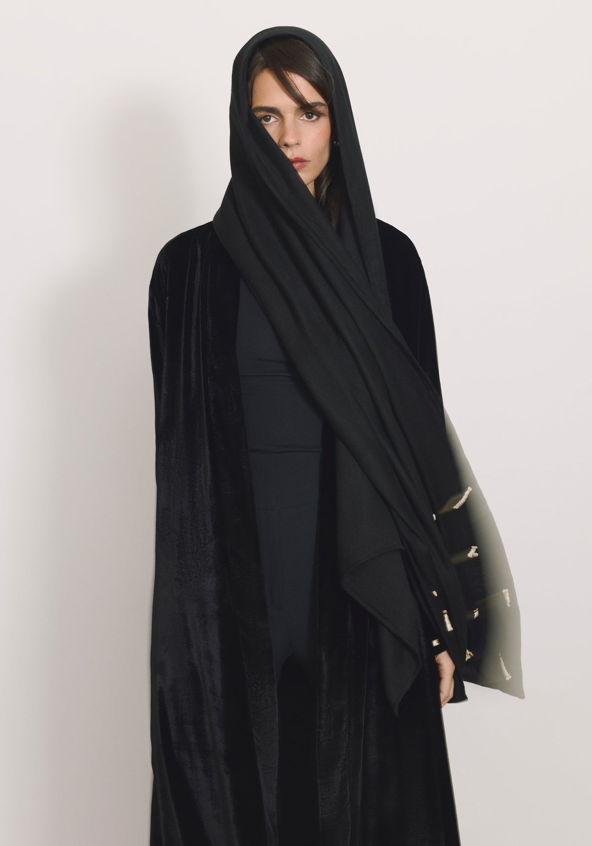 Velvet Black Scarf Abaya & Shayla