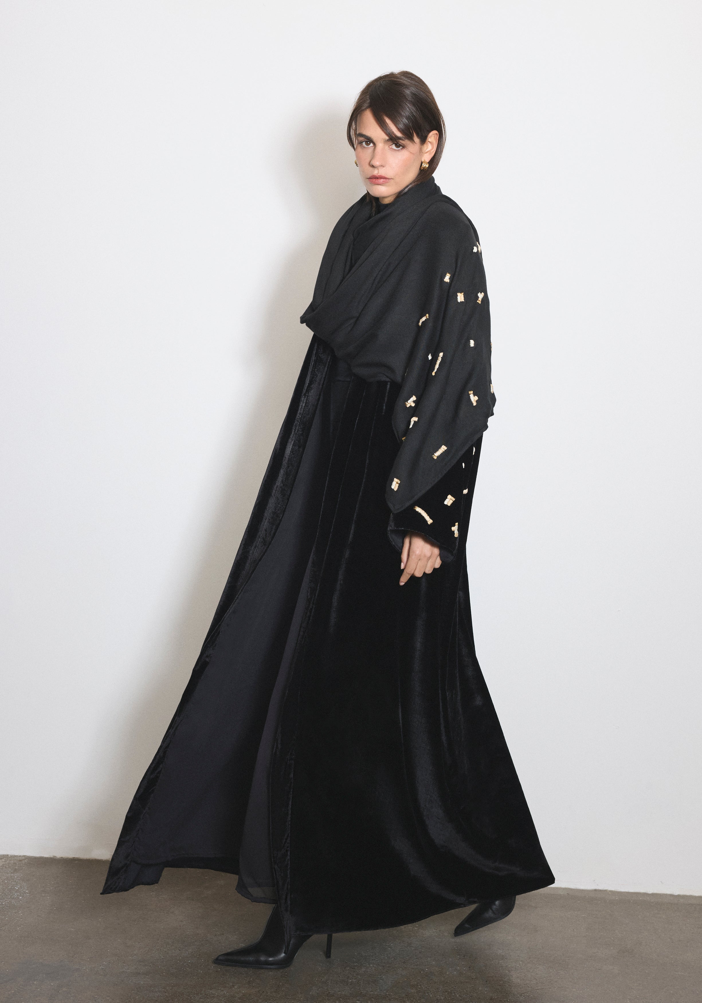 Velvet Black Scarf Abaya & Shayla
