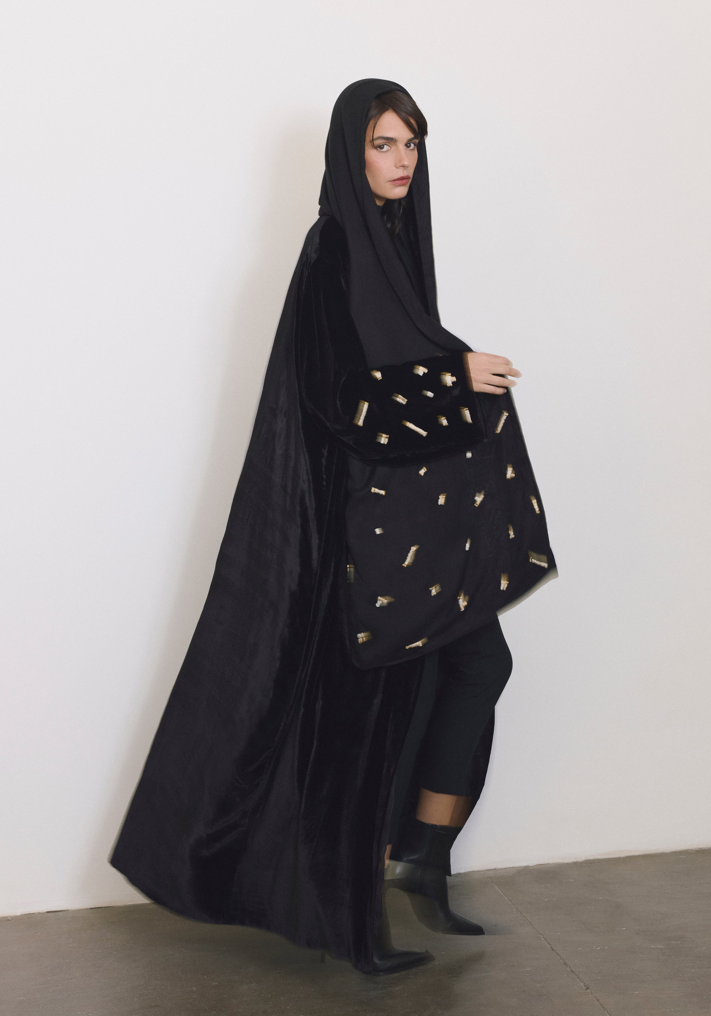Velvet Black Scarf Abaya & Shayla