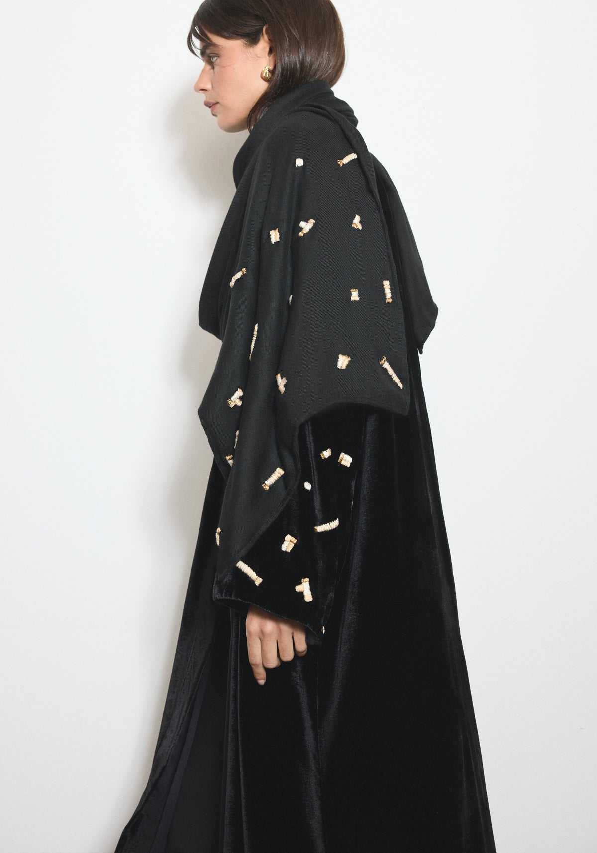 Velvet Black Scarf Abaya & Shayla