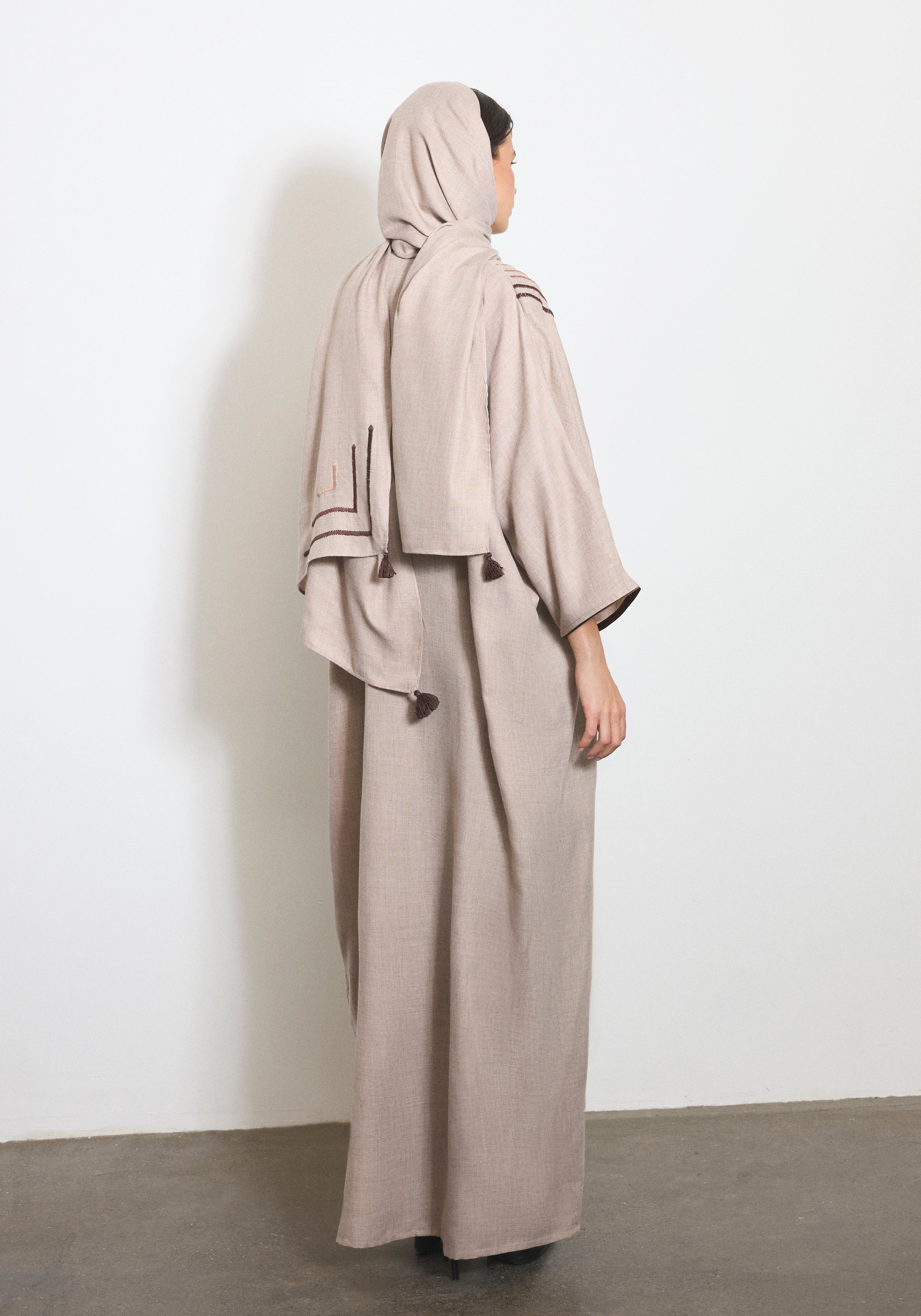 Light wool Beige Abaya & Shayla