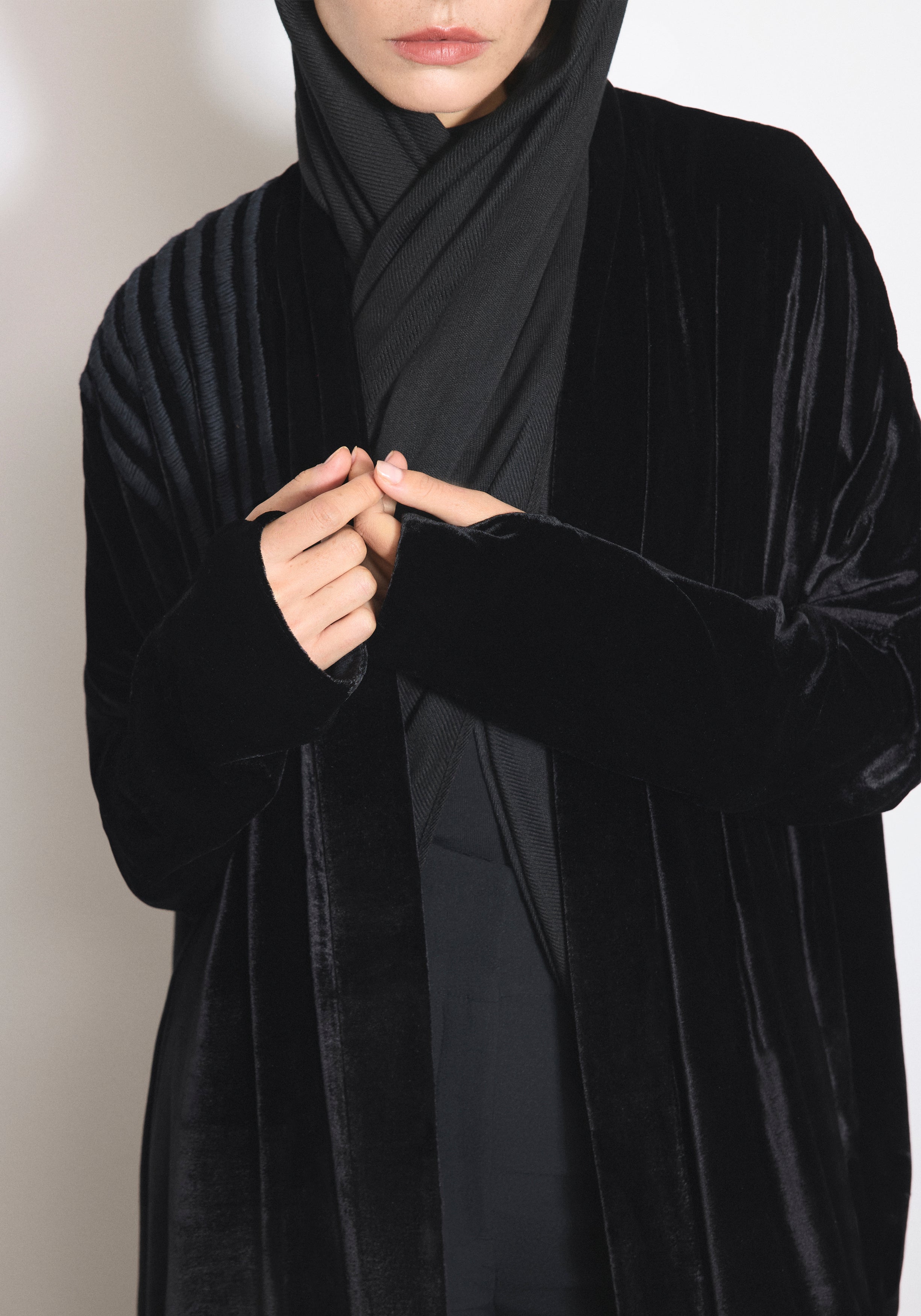 Velvet Black Abaya & Shayla