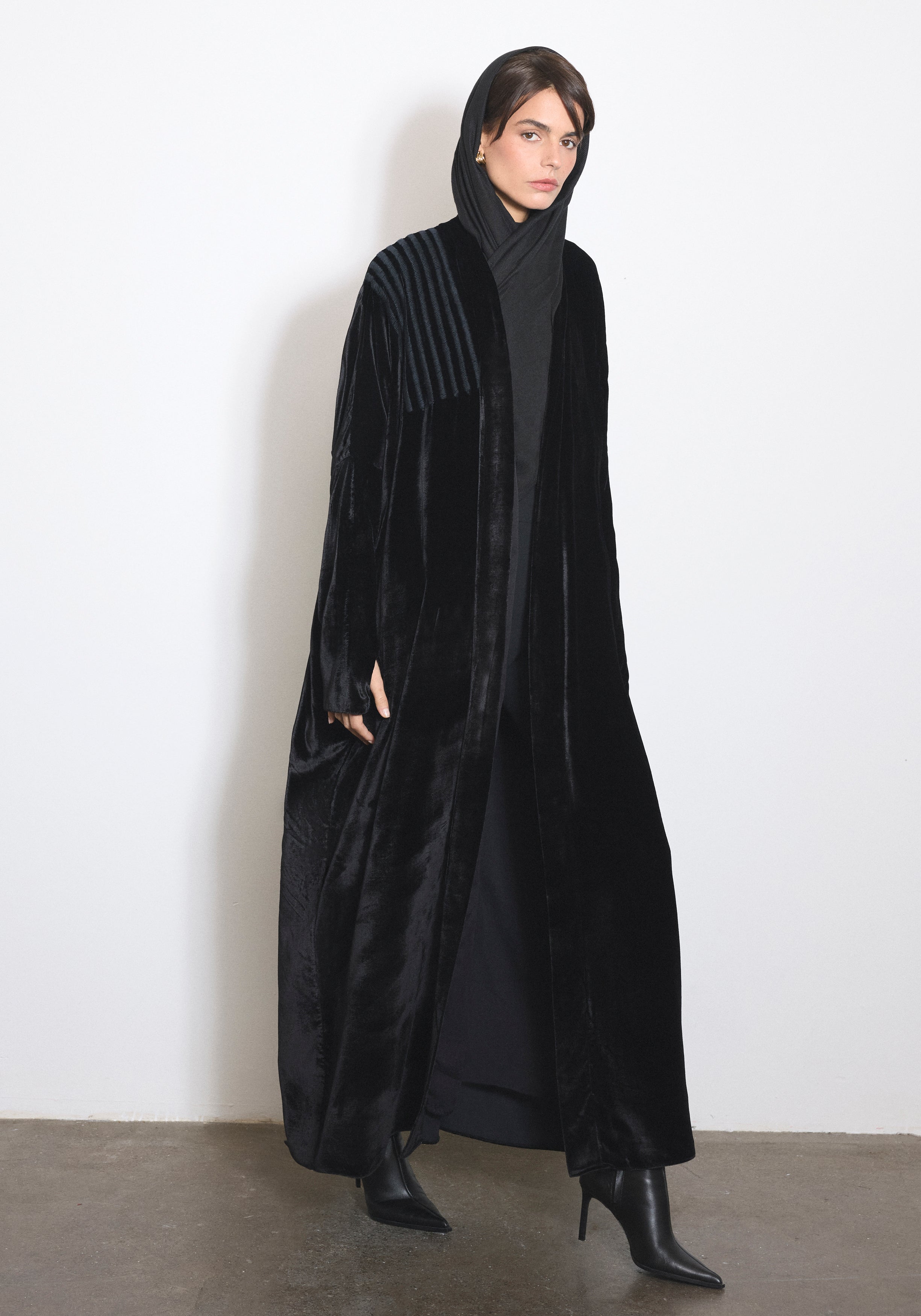 Velvet Black Abaya & Shayla