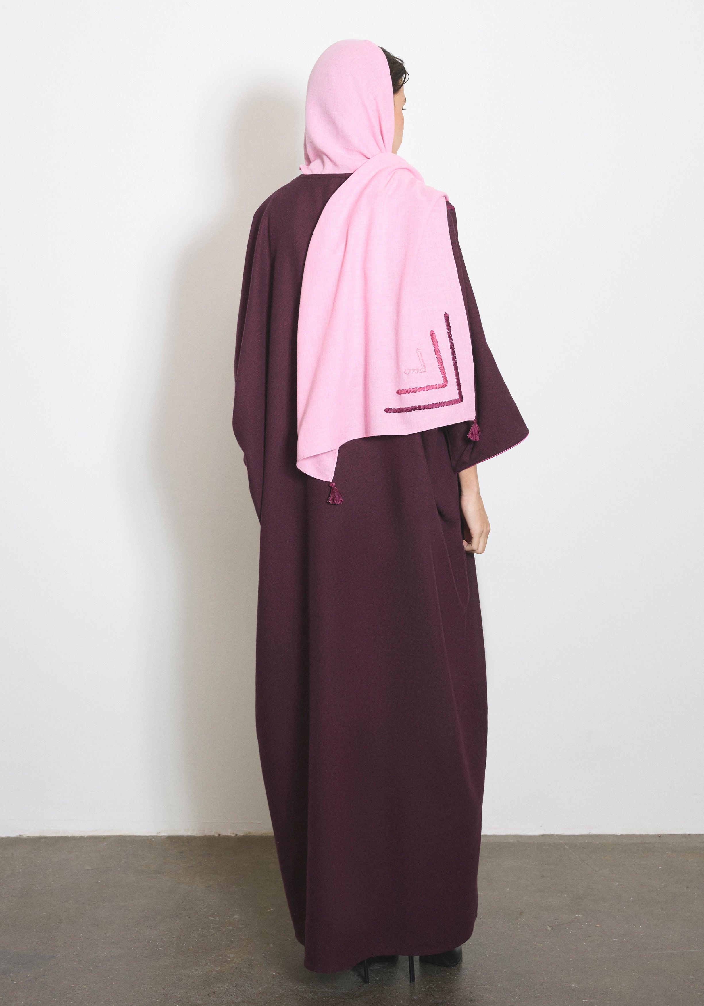 Wool Burgundy Abaya & Shayla