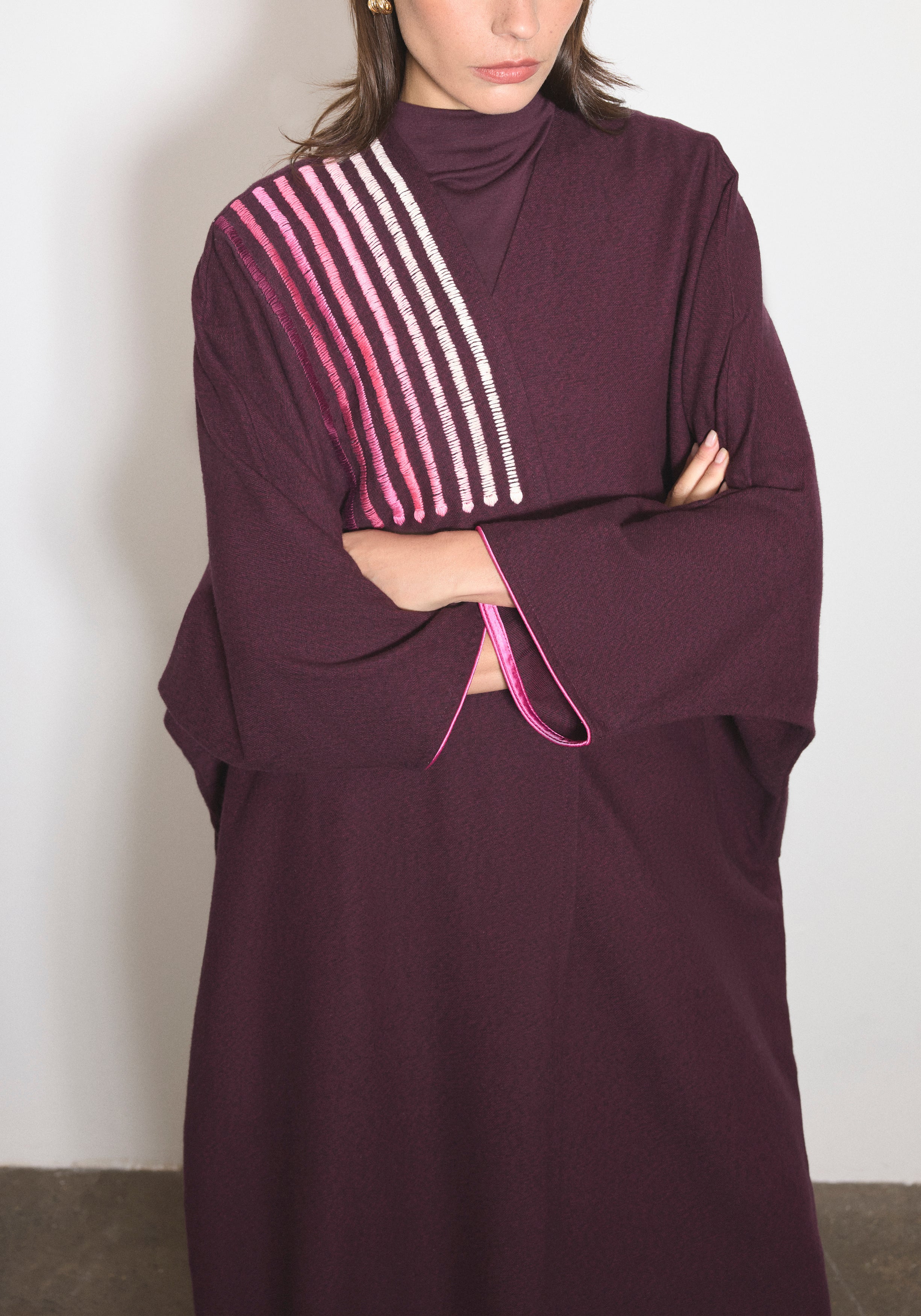 Wool Burgundy Abaya & Shayla