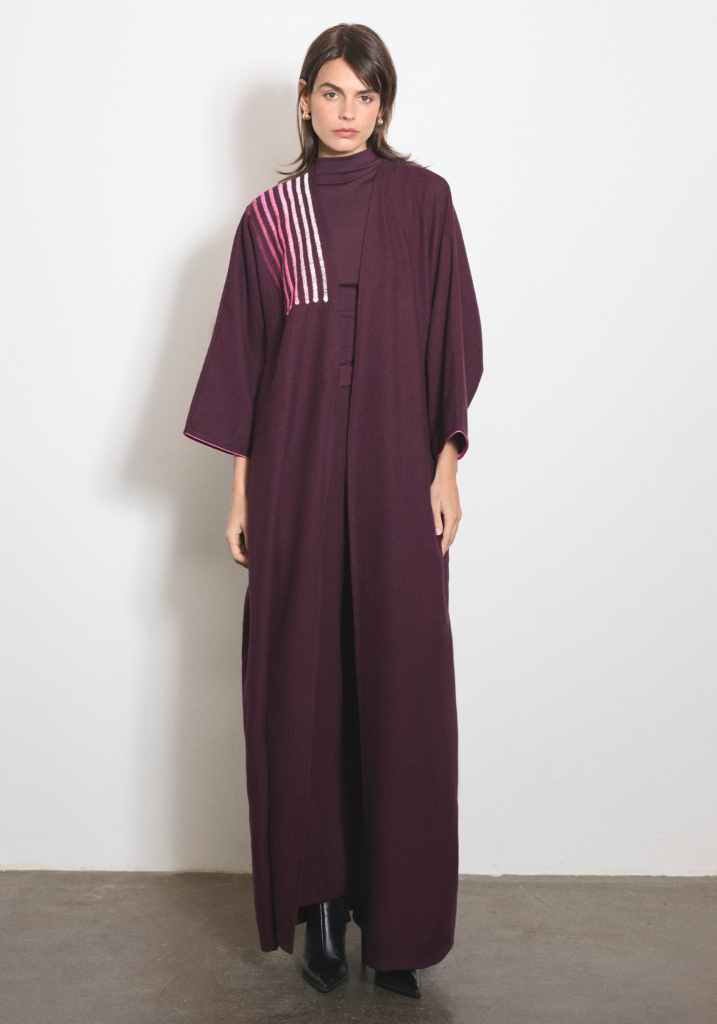 Wool Burgundy Abaya & Shayla
