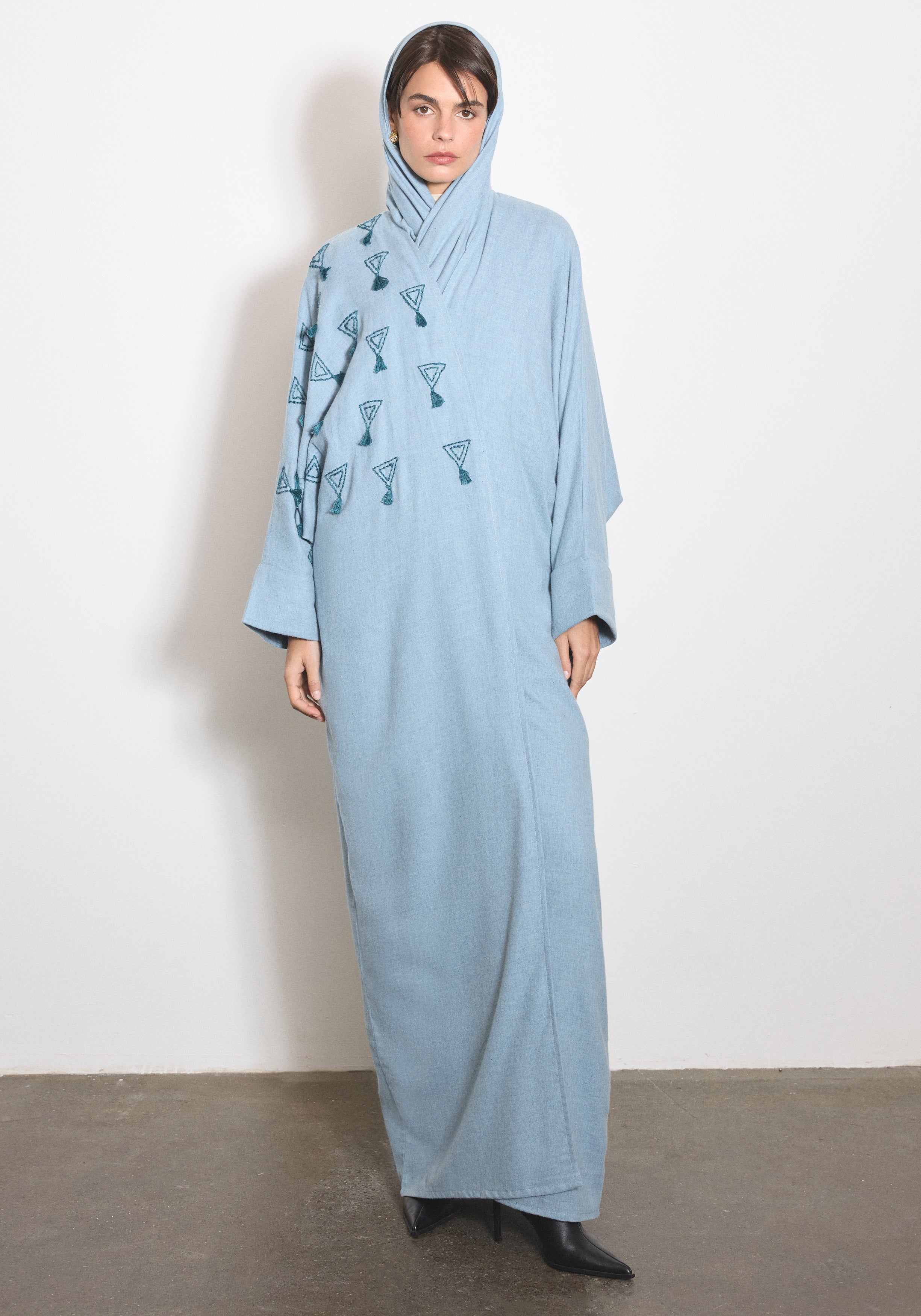 Wool Blue Abaya & Shayla