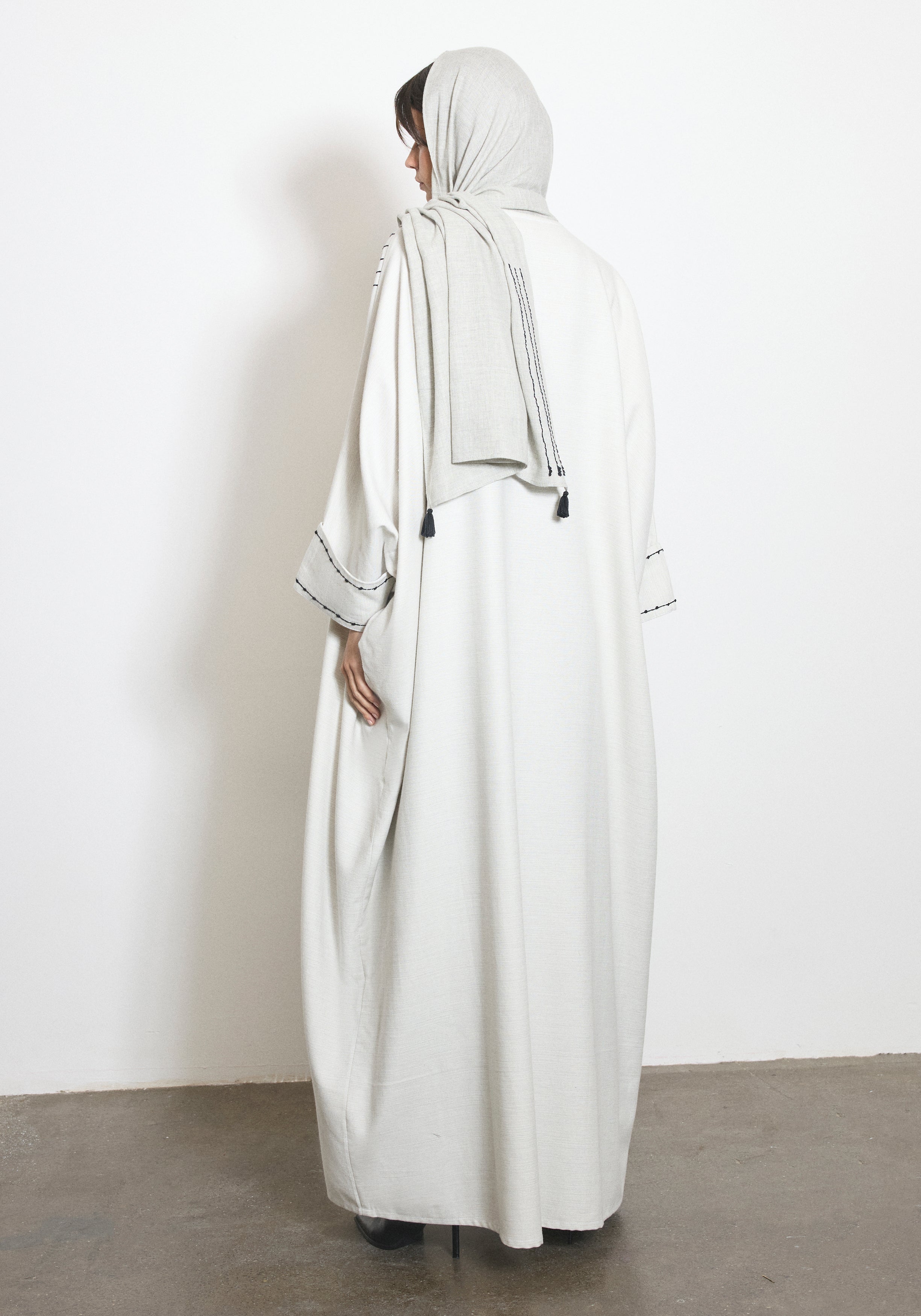 Wool Pearl Gray Abaya & Shayla