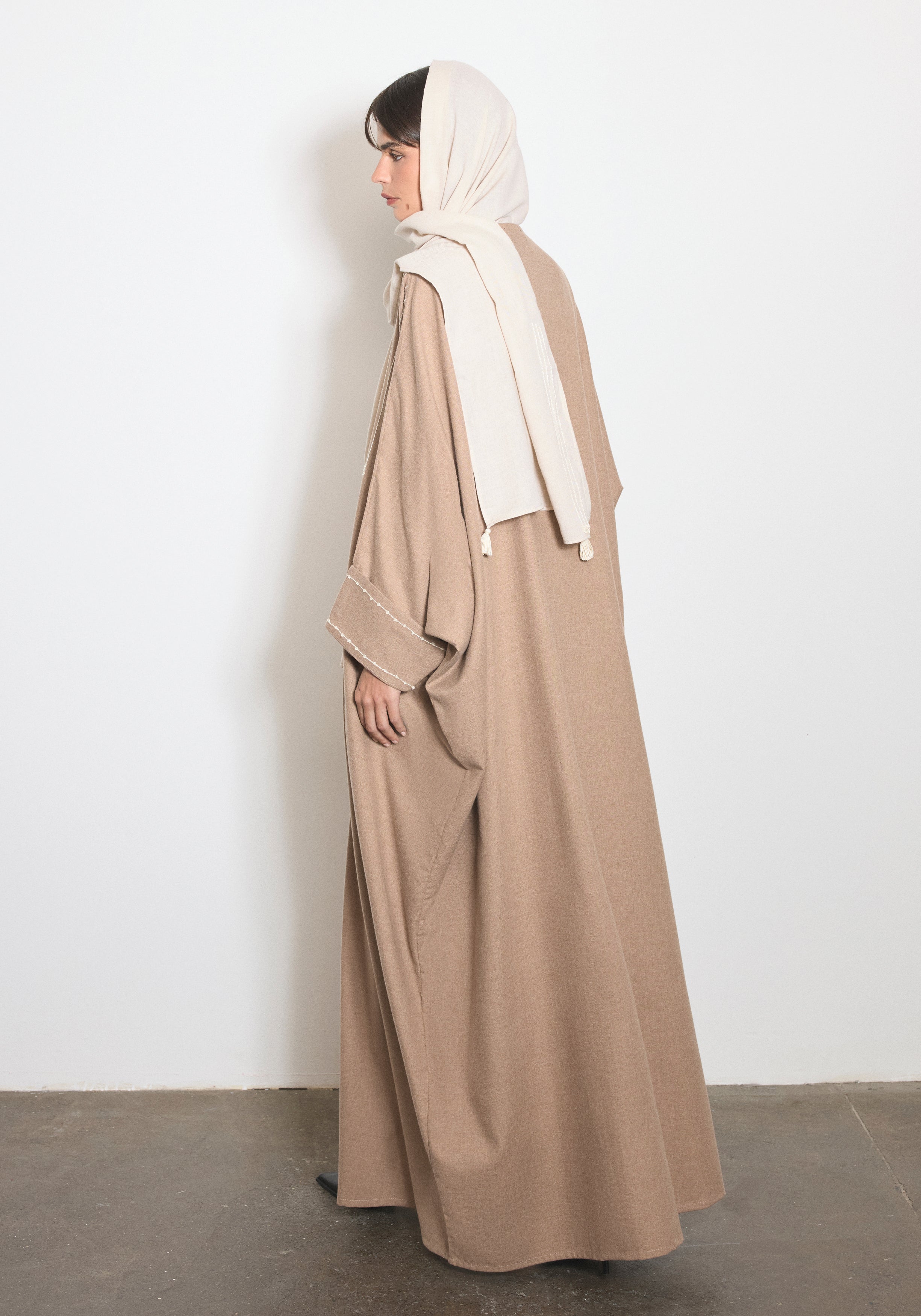 Wool Beige Abaya & Shayla