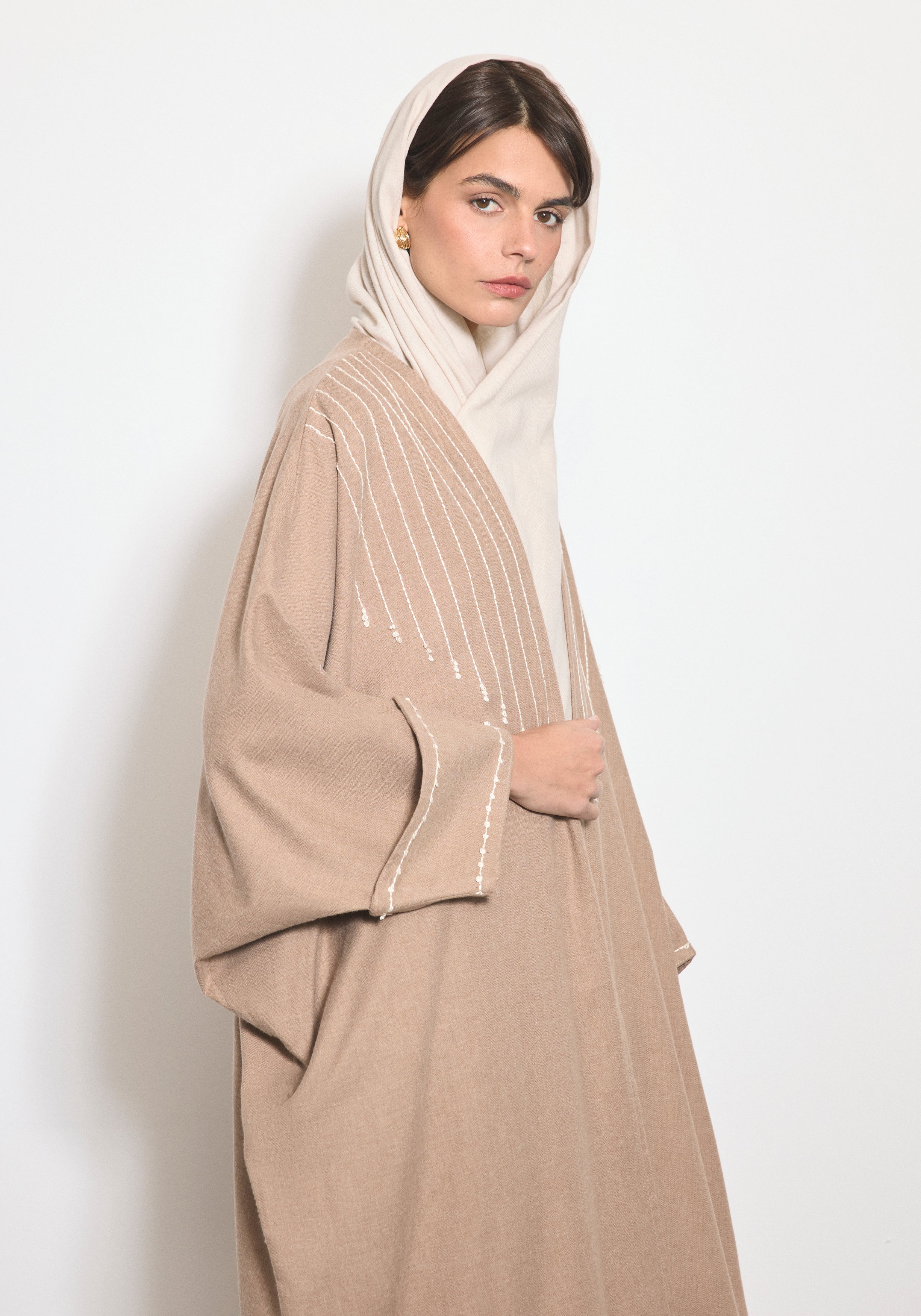 Wool Beige Abaya & Shayla