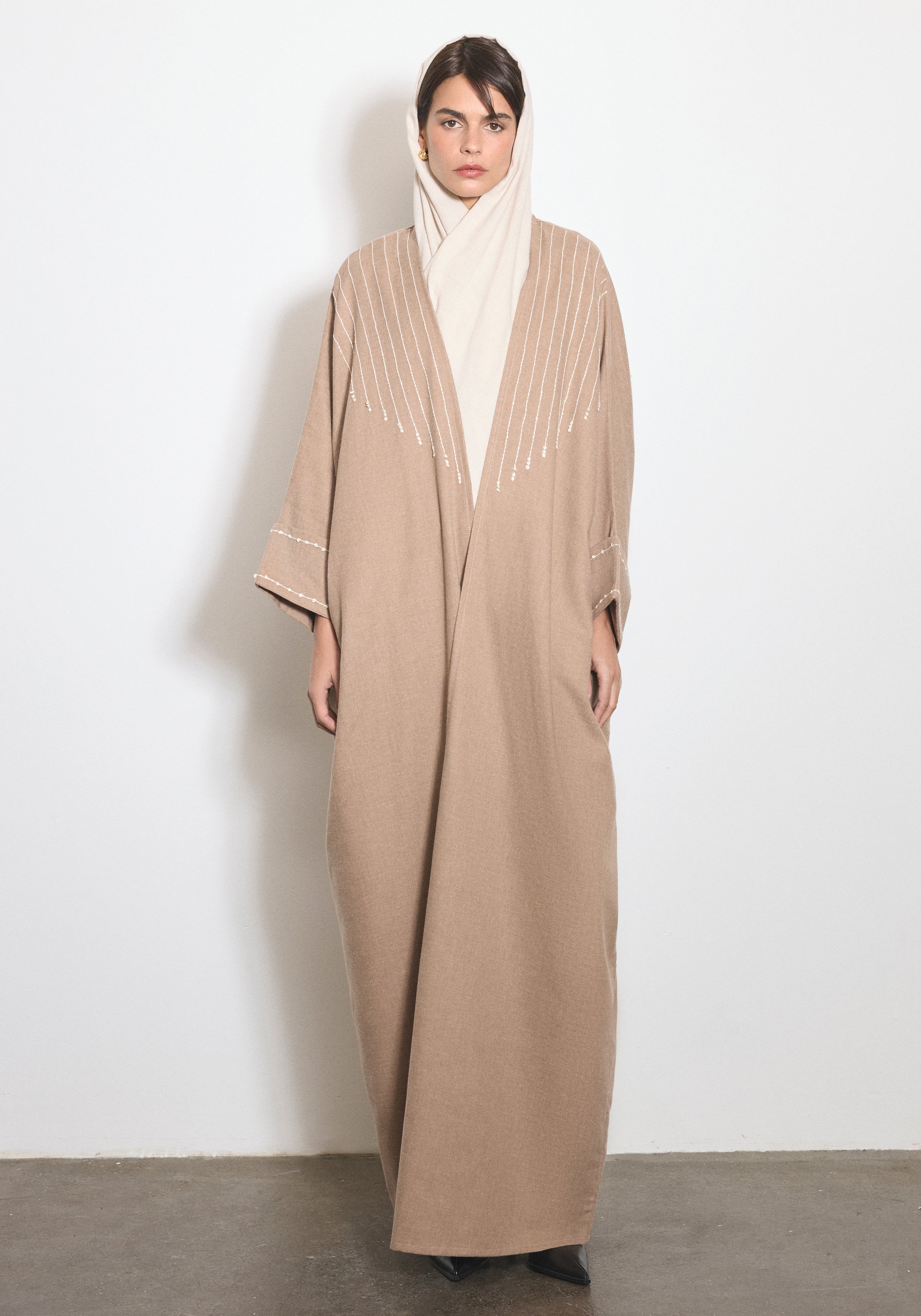 Wool Beige Abaya & Shayla