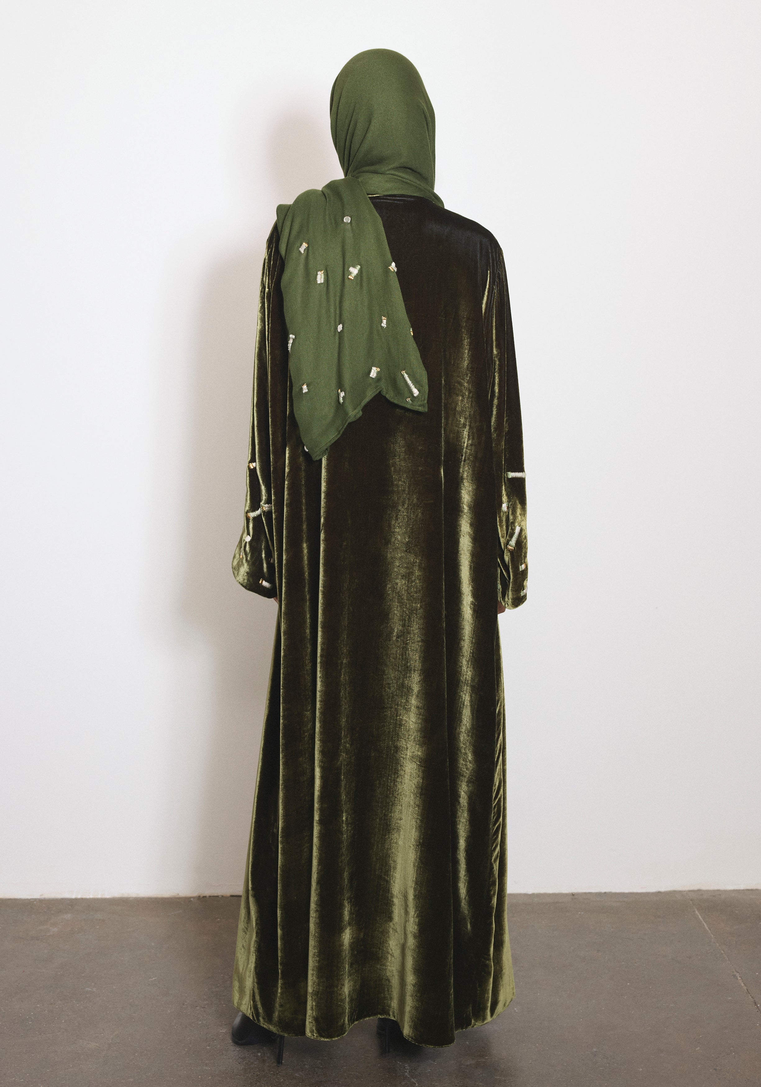 Velvet Moss Abaya & Shayla
