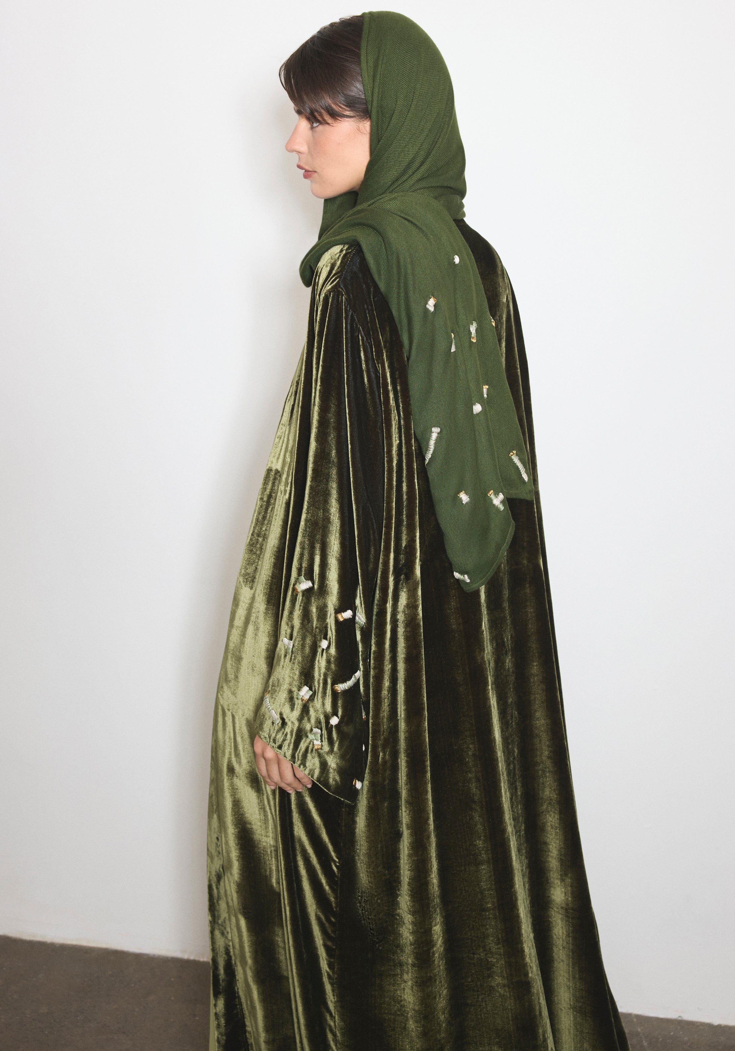 Velvet Moss Abaya & Shayla