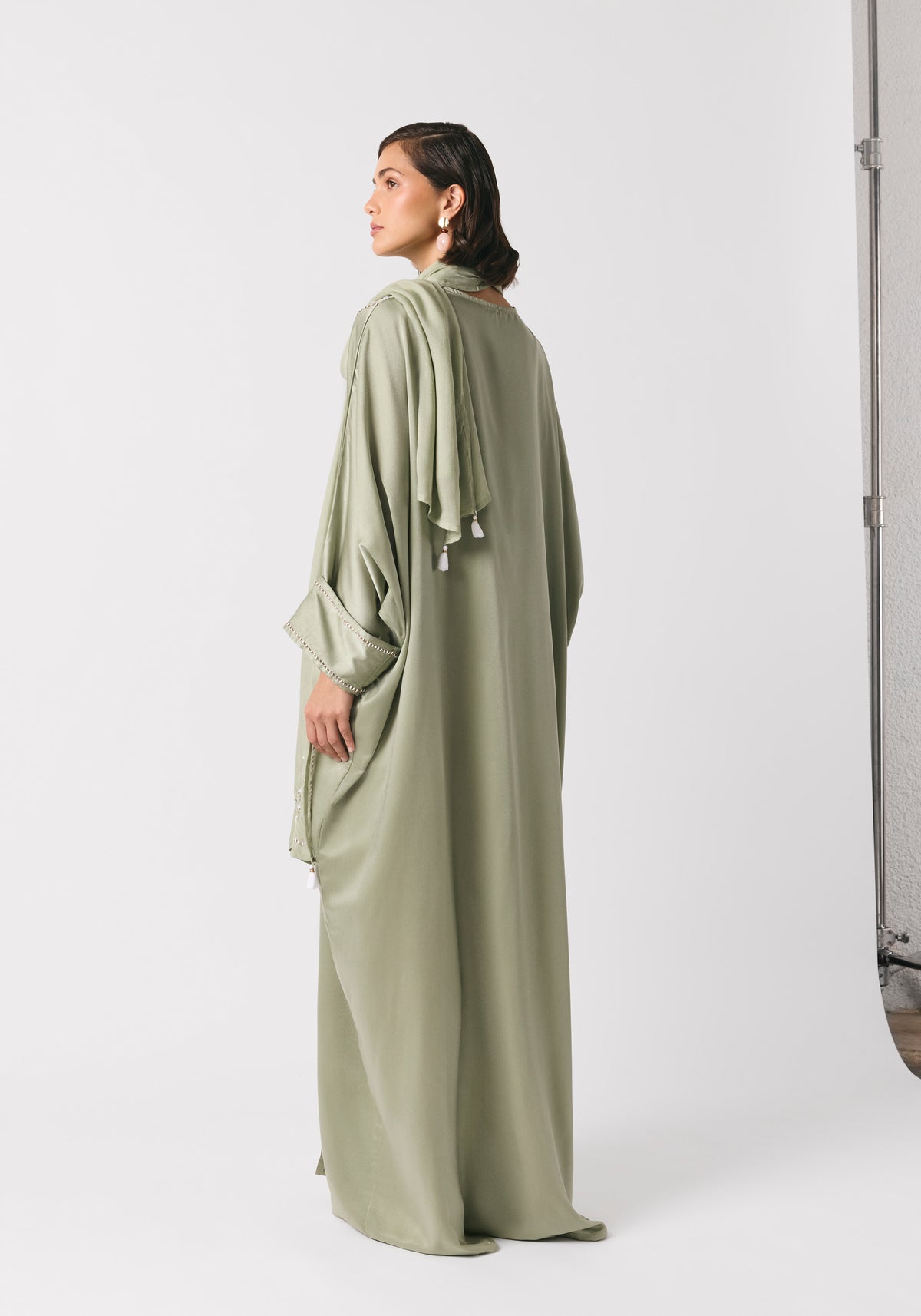 Mint Green Silk Abaya & Shayla