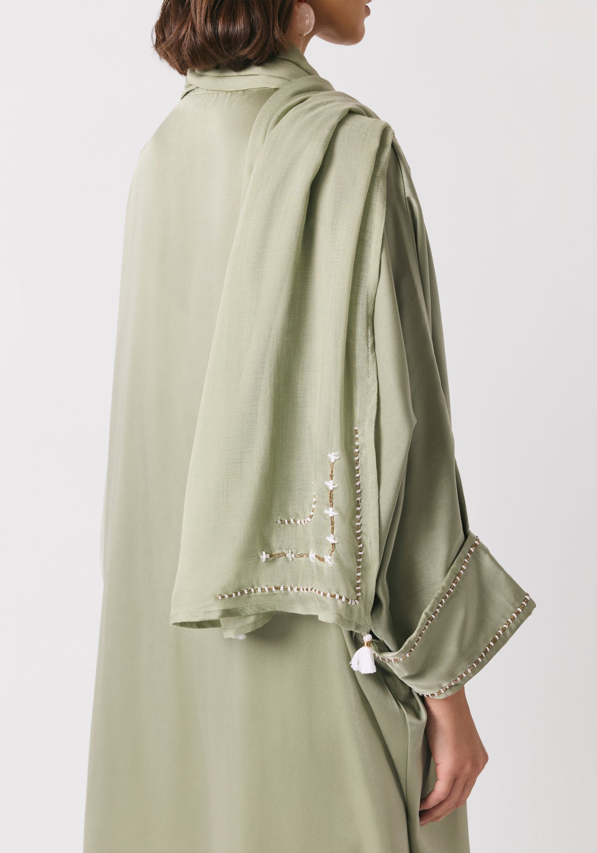 Mint Green Silk Abaya & Shayla
