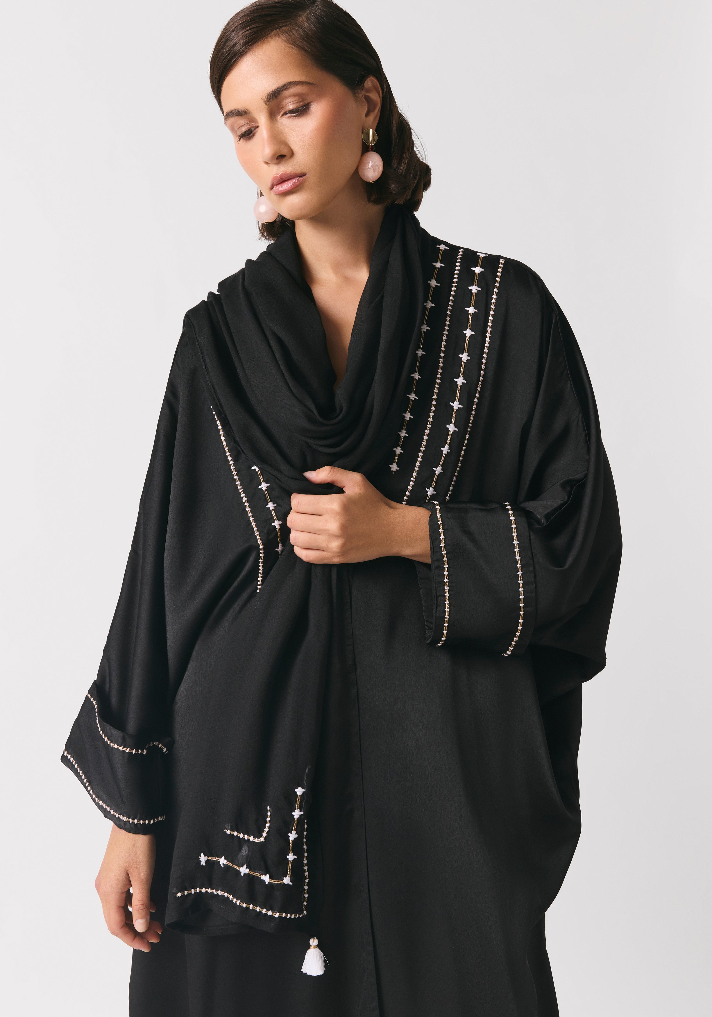 Black Silk Abaya & Shayla