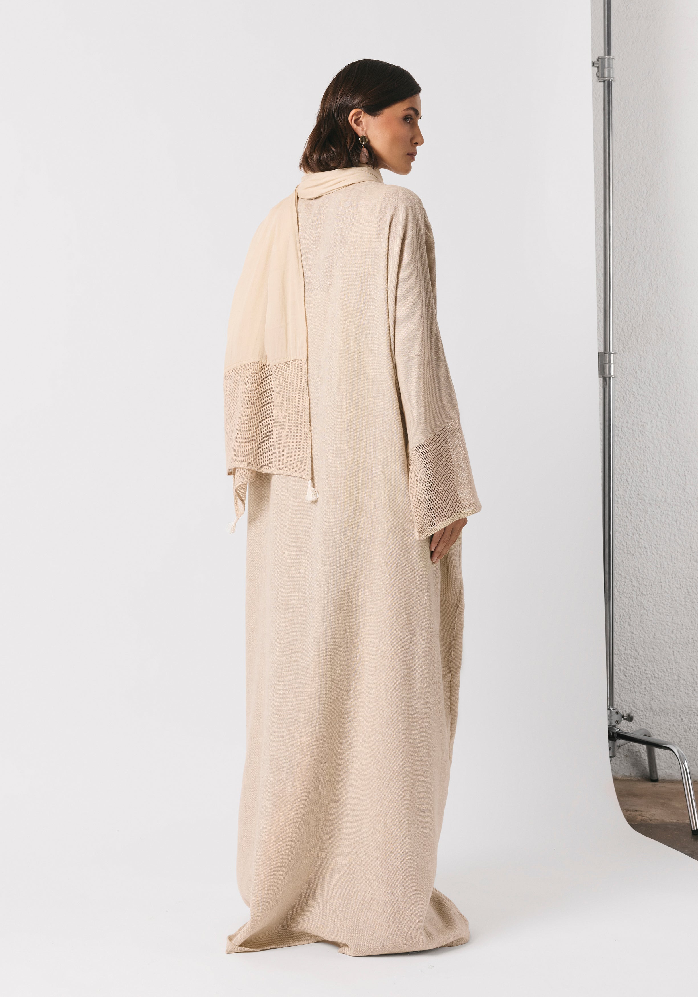 Oat linen Abaya & Shayla
