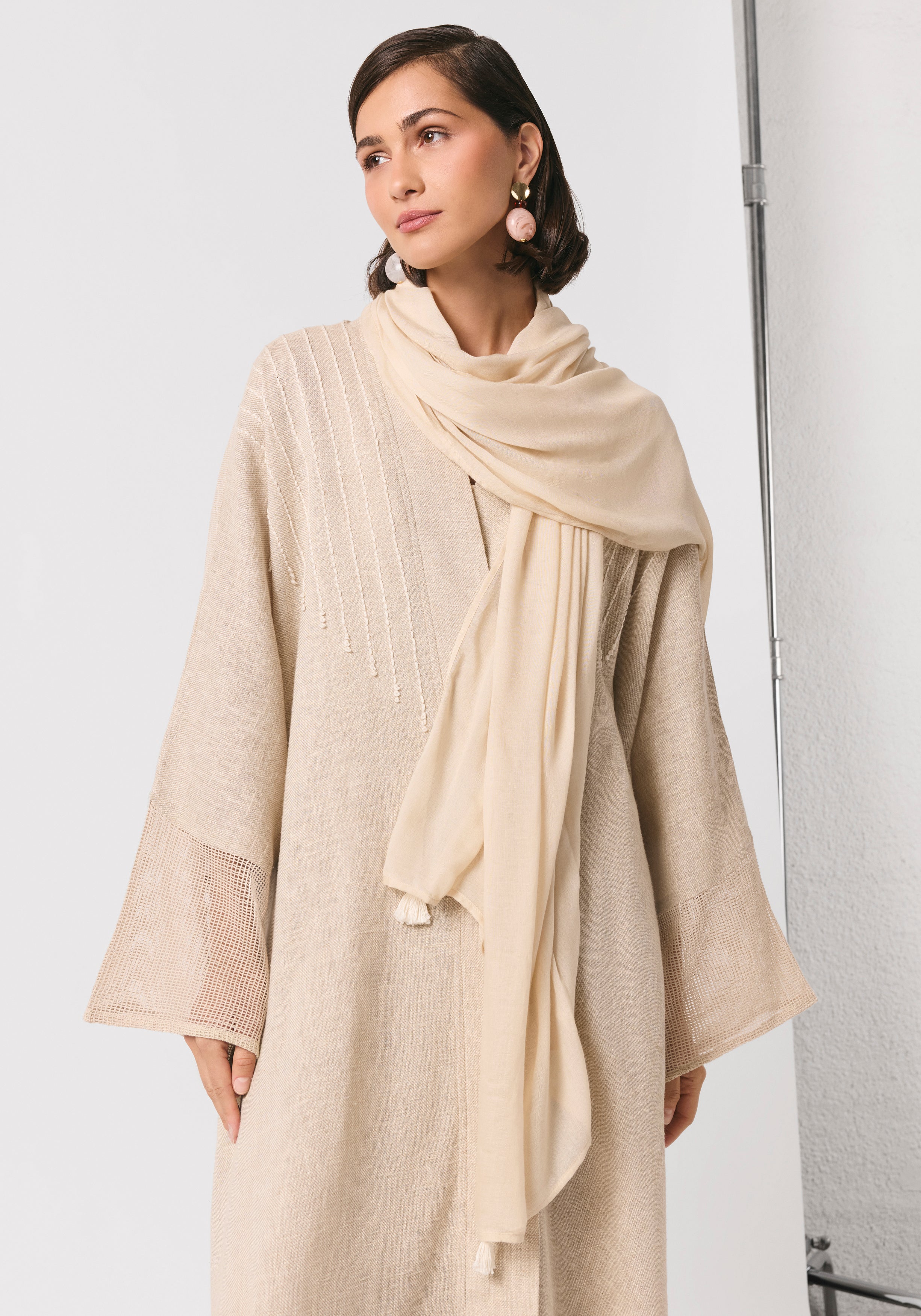 Oat linen Abaya & Shayla