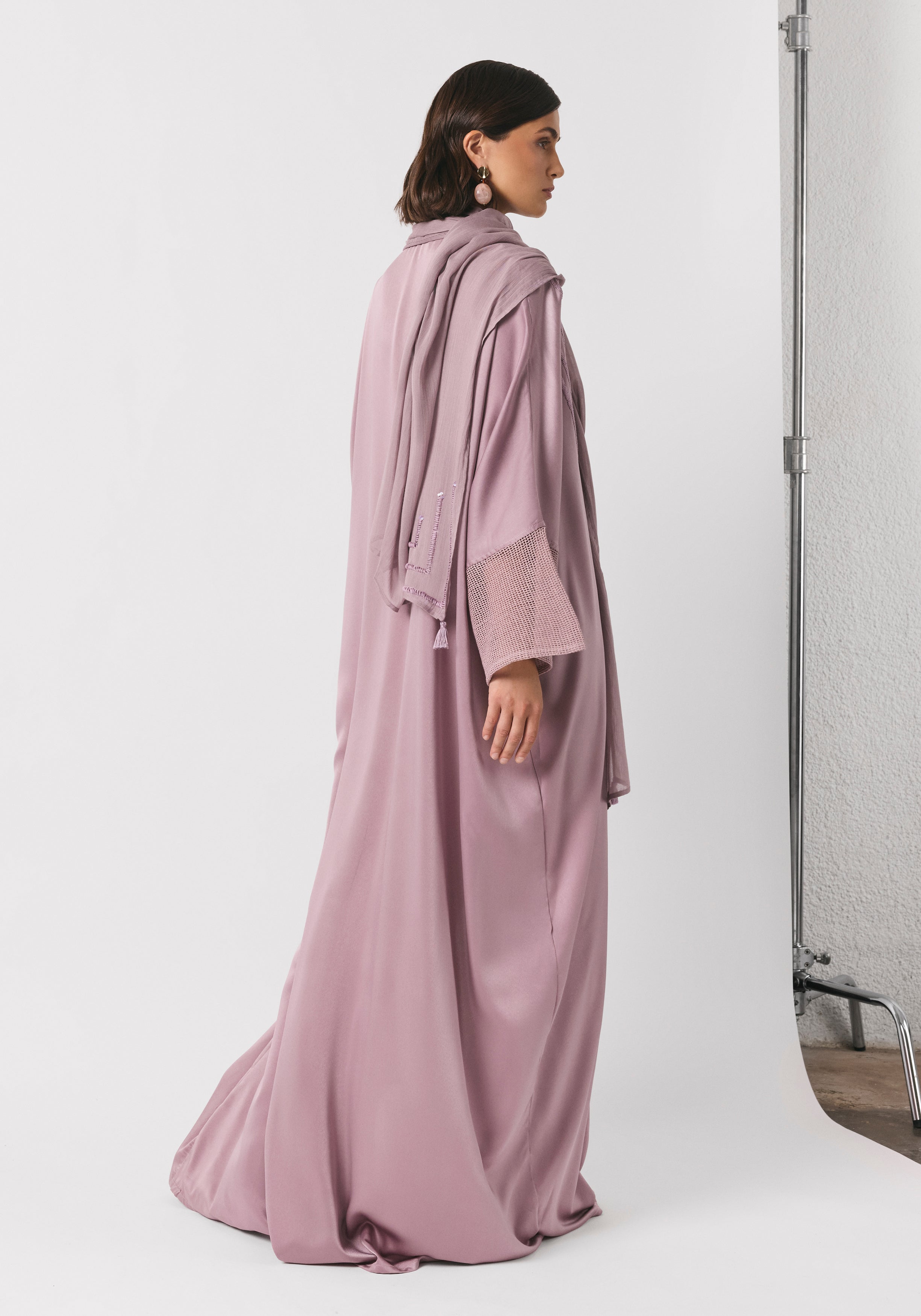 Sunset Purple Silk Abaya & Shayla