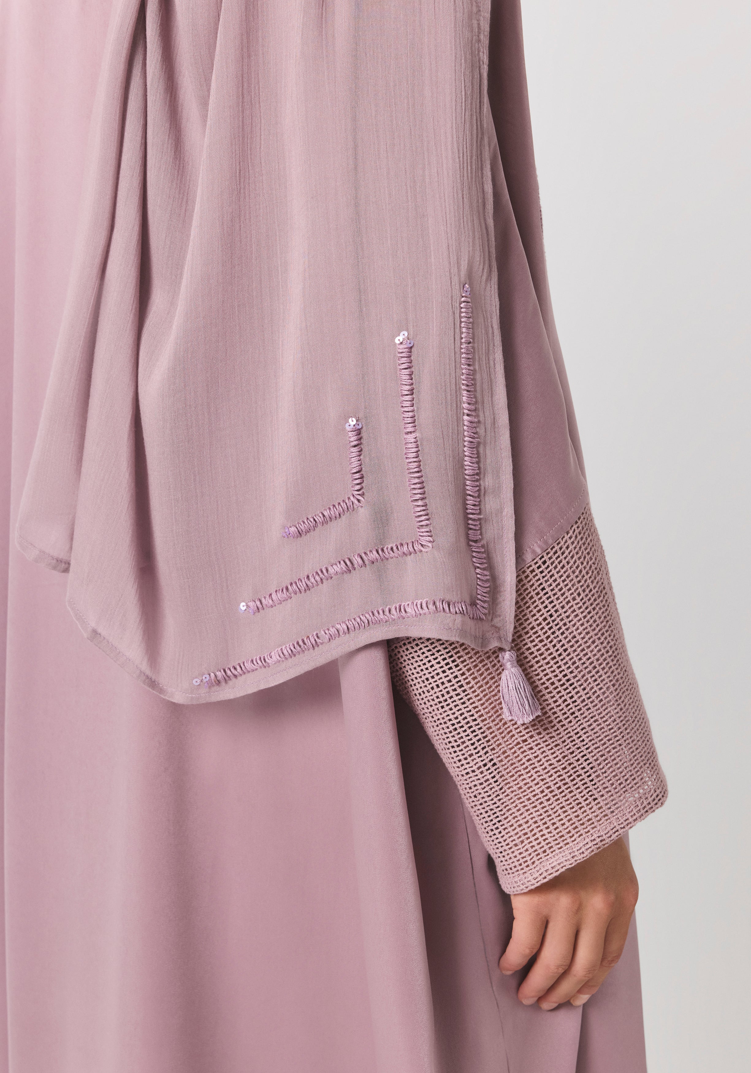 Sunset Purple Silk Abaya & Shayla