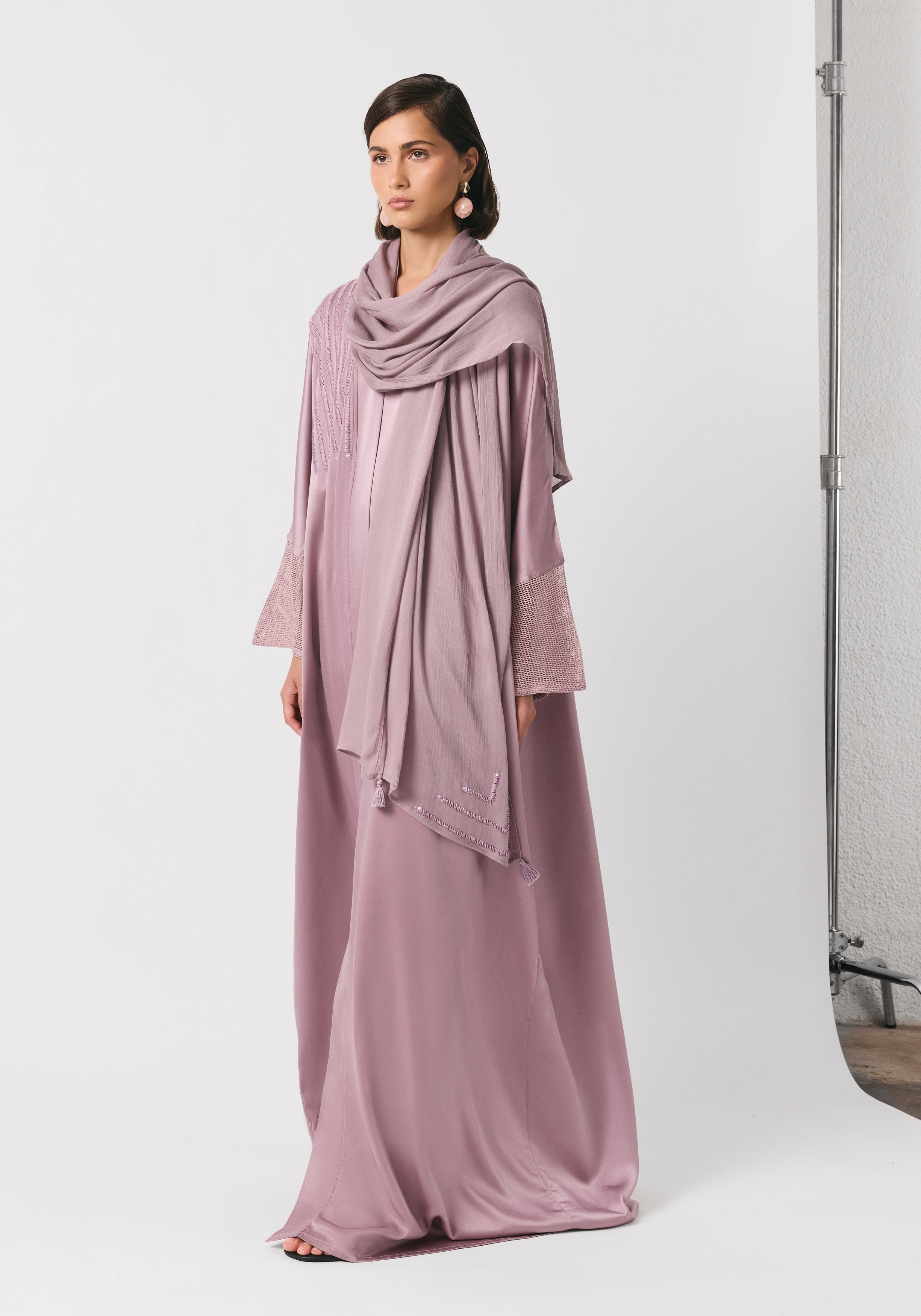 Sunset Purple Silk Abaya & Shayla