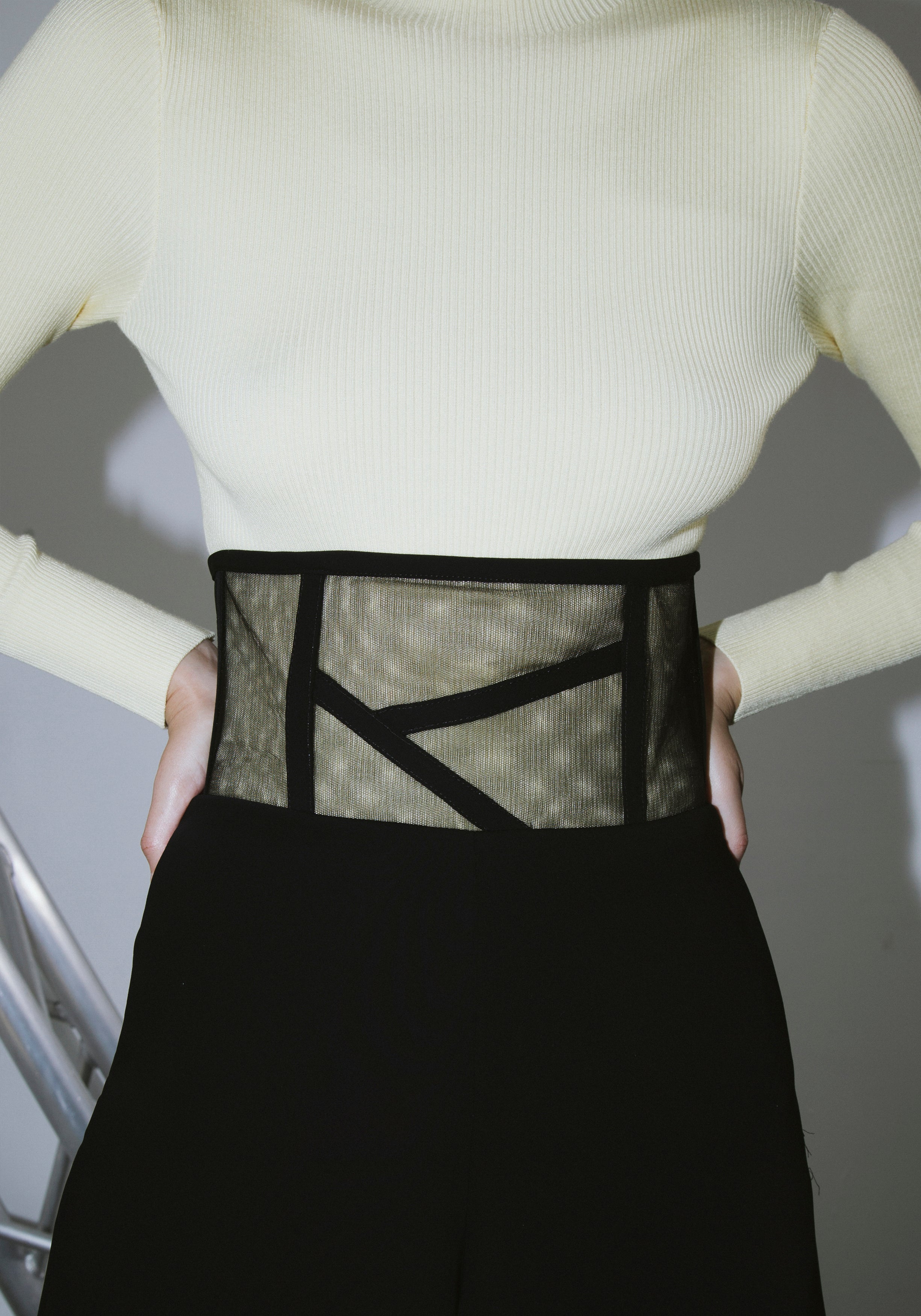 Black Detailed Corset Pants