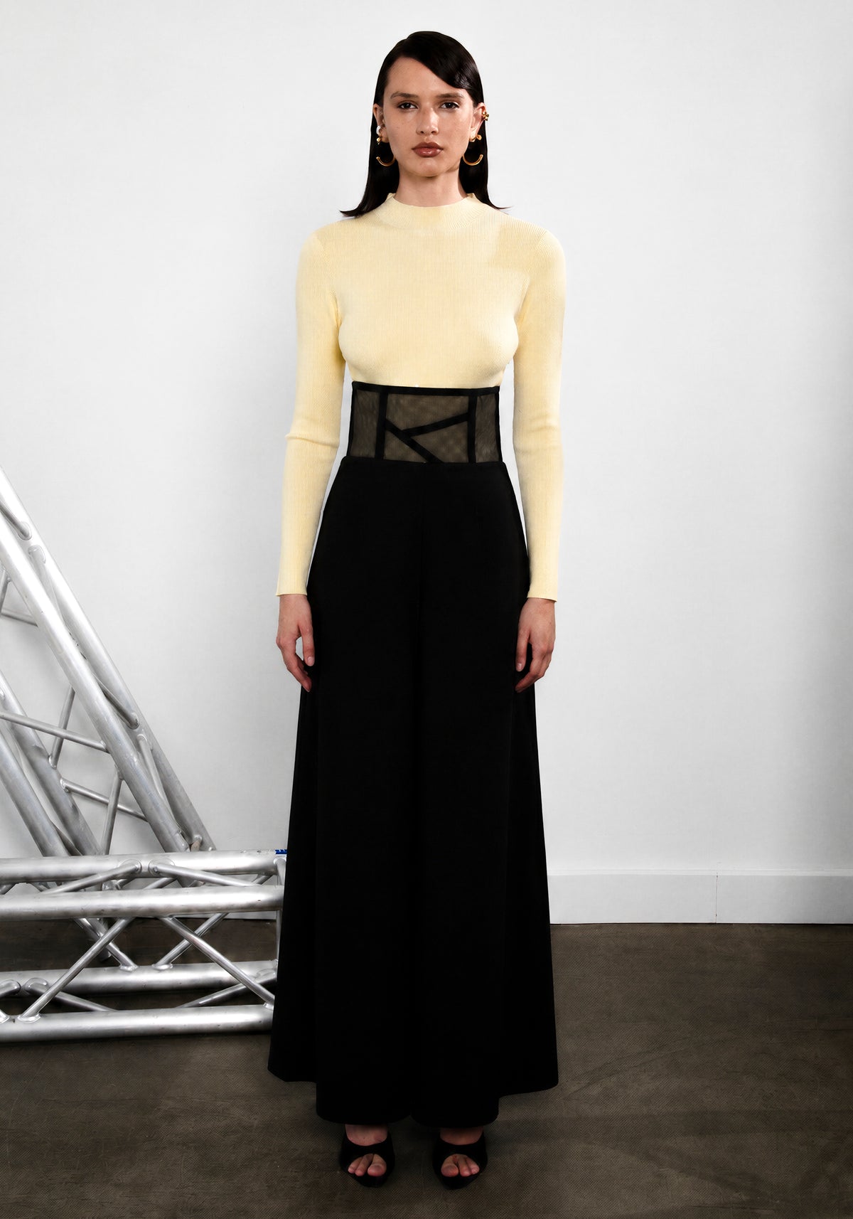 Black Detailed Corset Pants