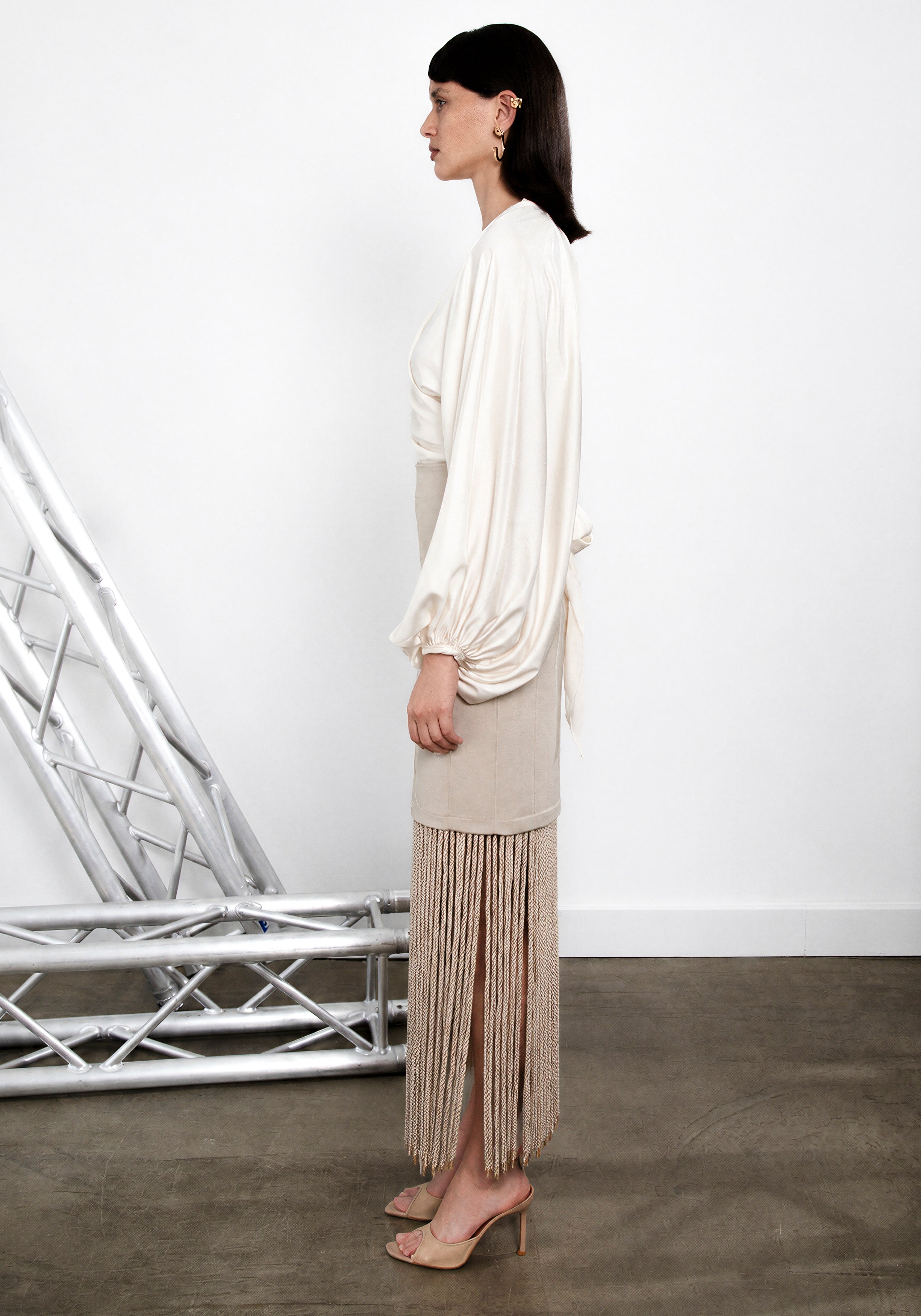 Ivory Wrap Blouse