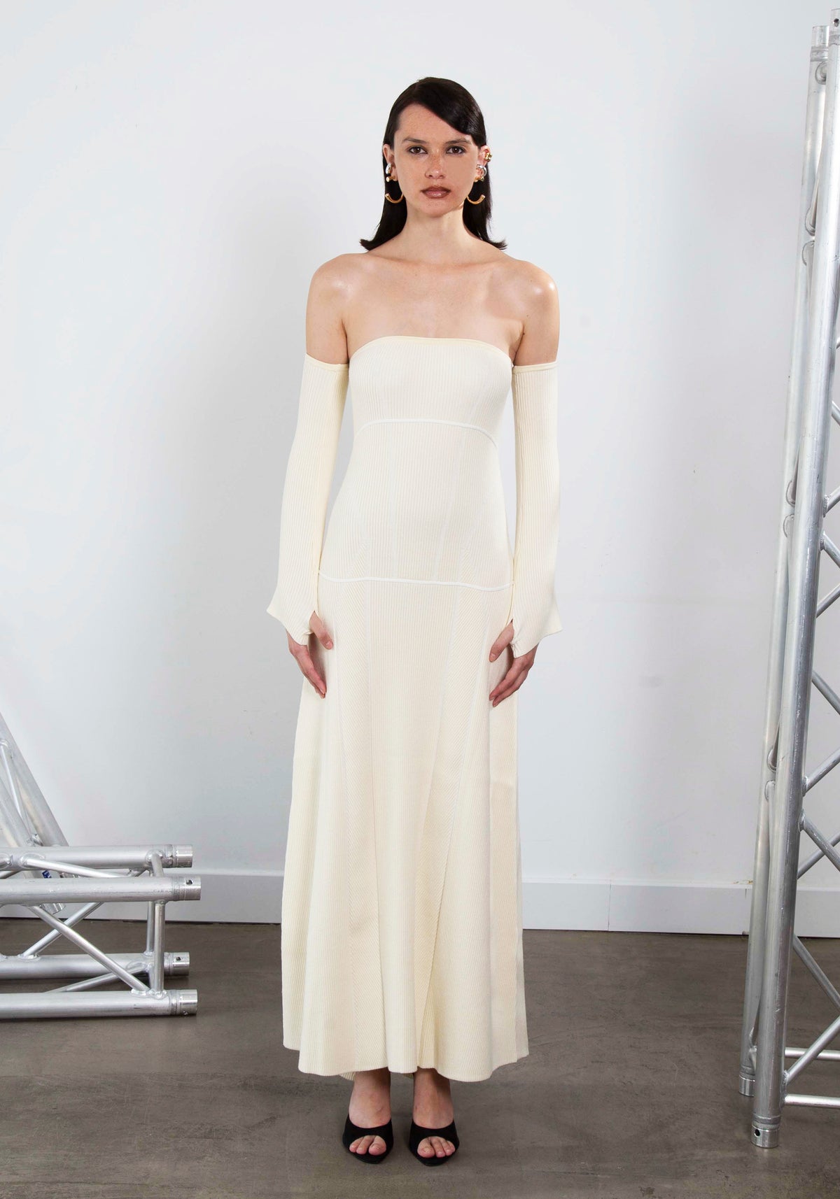 Ivory Knit Strapless Dress