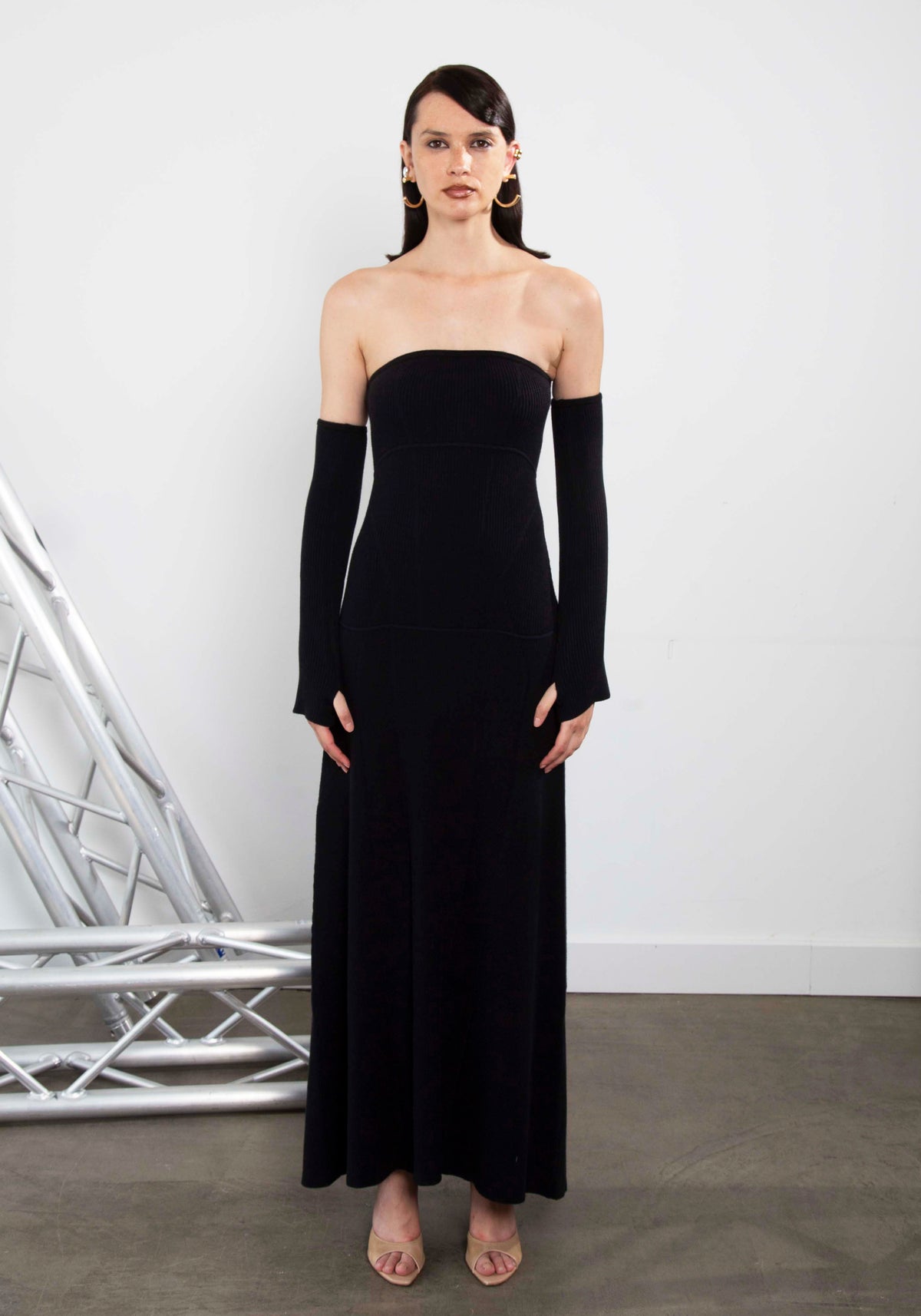 Black Knit Strapless Dress