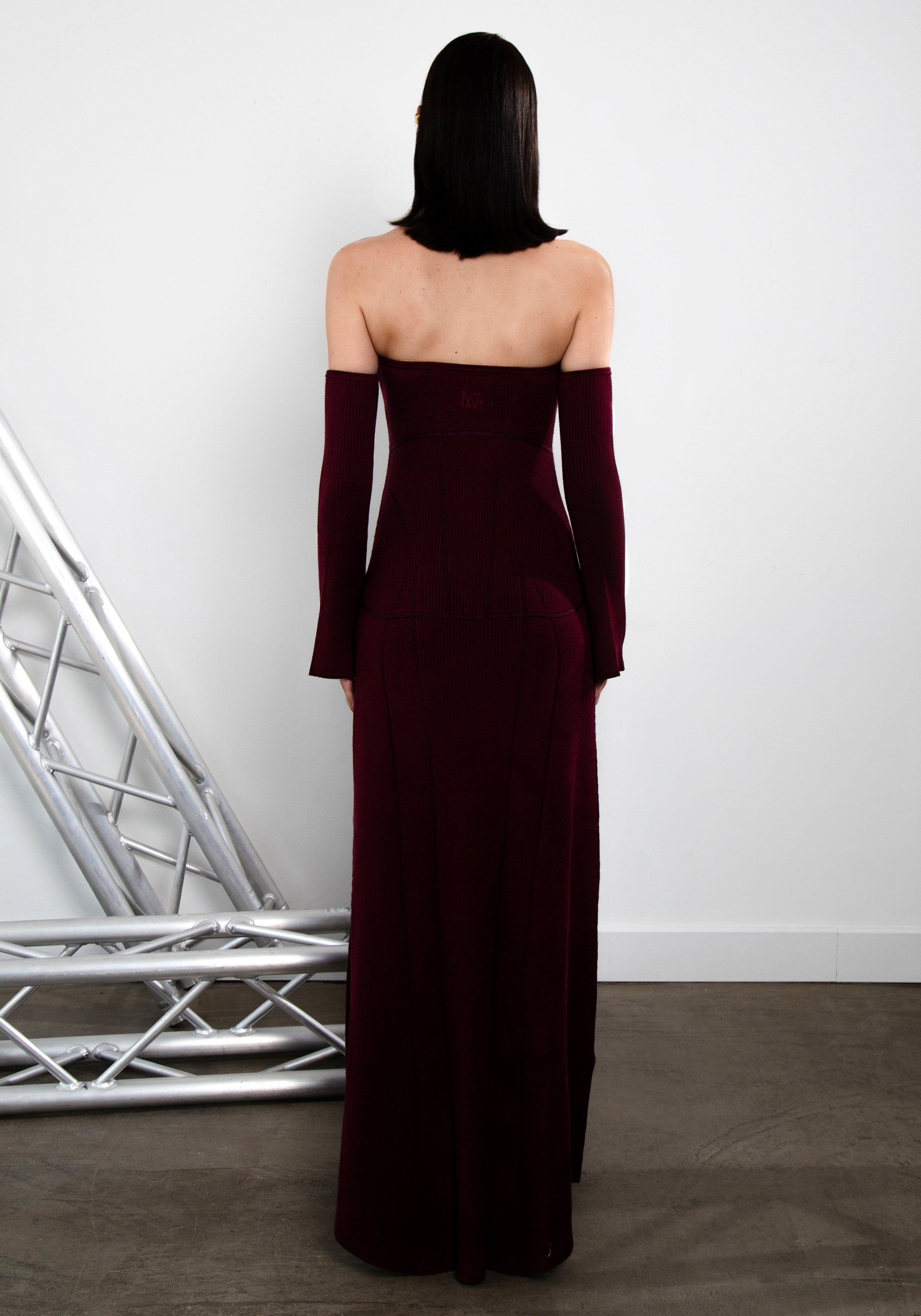 Maroon Knit Strapless Dress